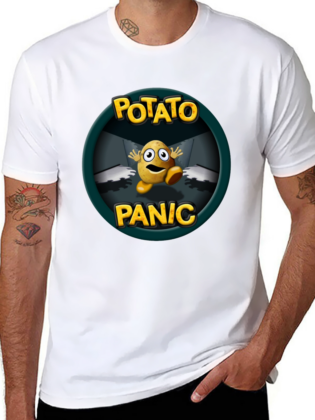 Potato Panic Graphic T-Shirt - Black Cotton Tee