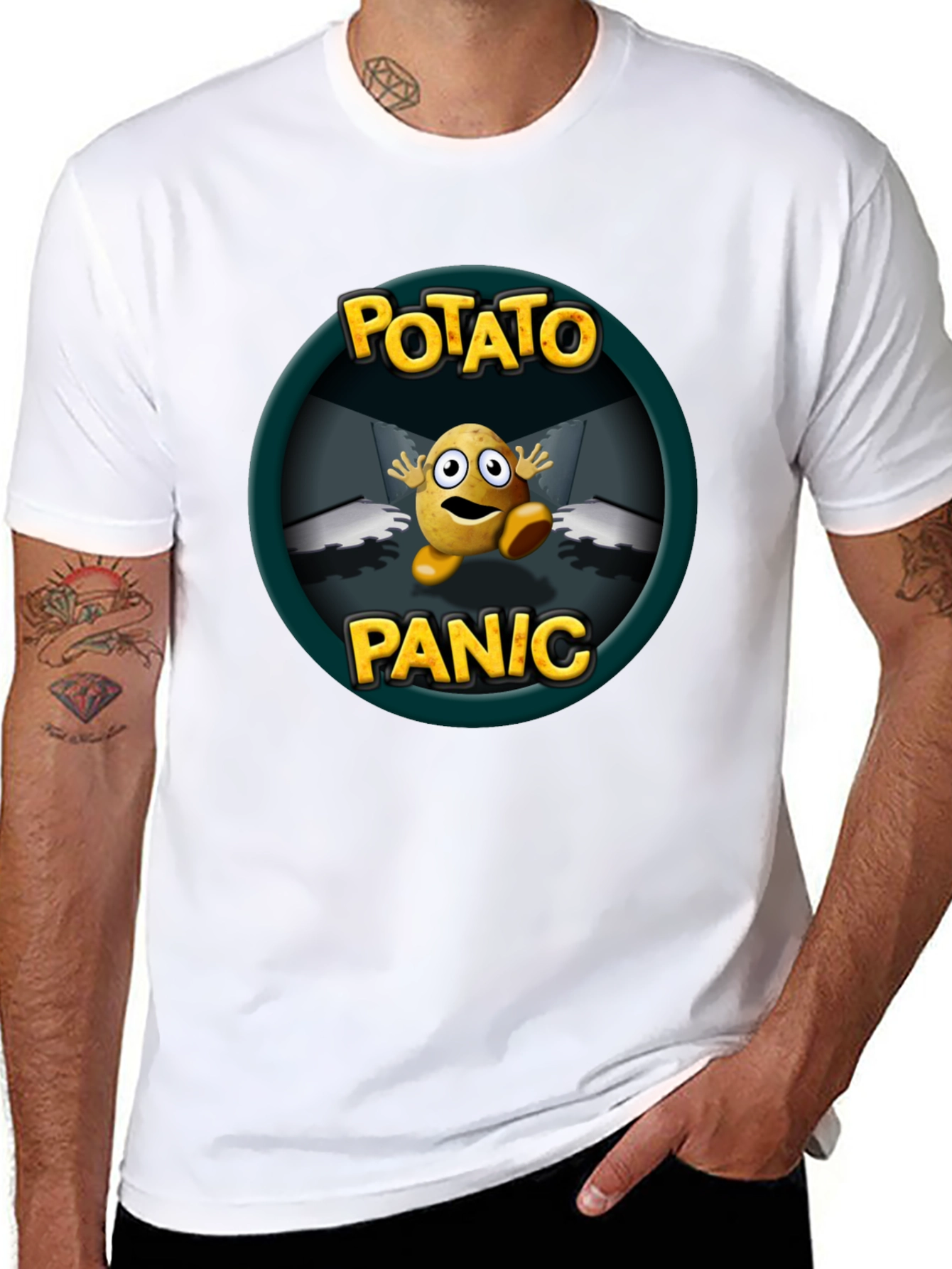 Potato Panic Graphic T-Shirt - Black Cotton Tee