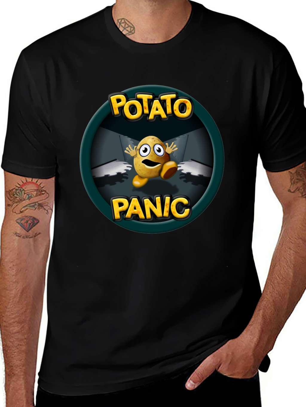 Potato Panic Graphic T-Shirt - Black Cotton Tee