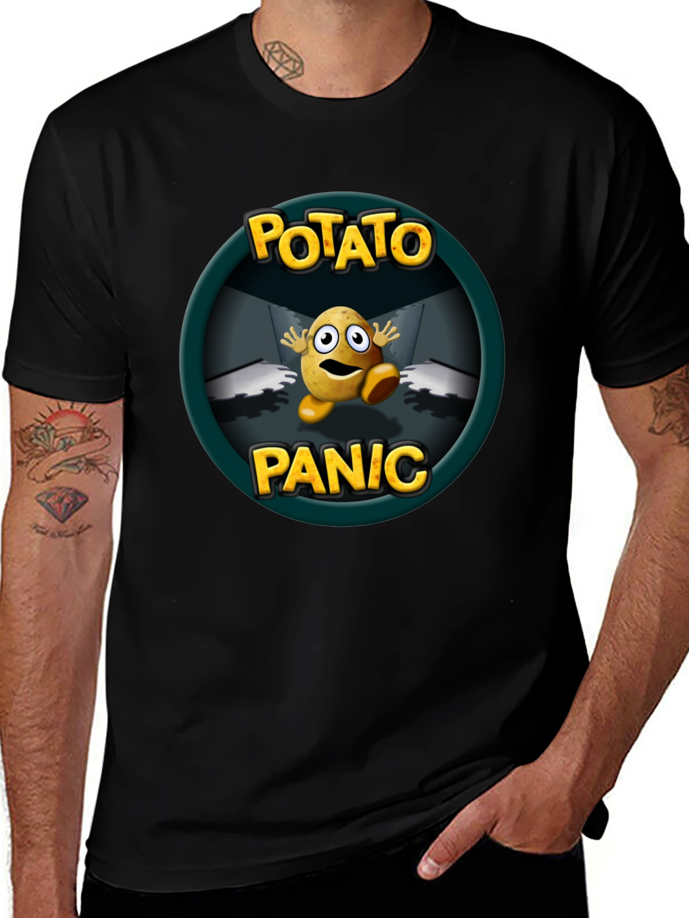 Potato Panic Graphic T-Shirt - Black Cotton Tee