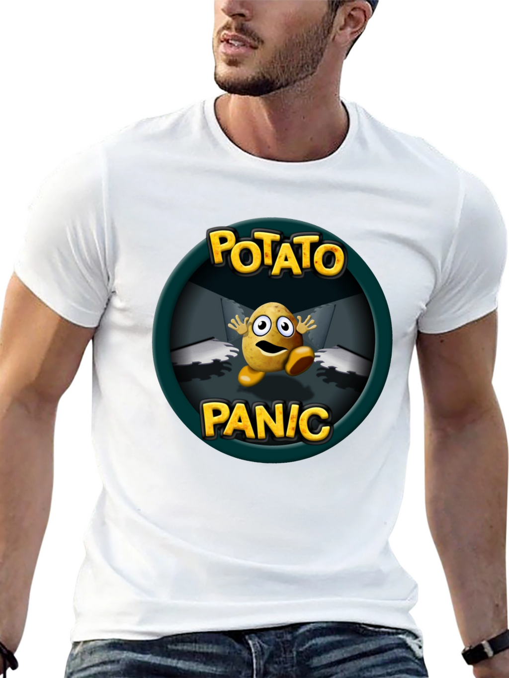 Potato Panic Graphic T-Shirt - Black Cotton Tee
