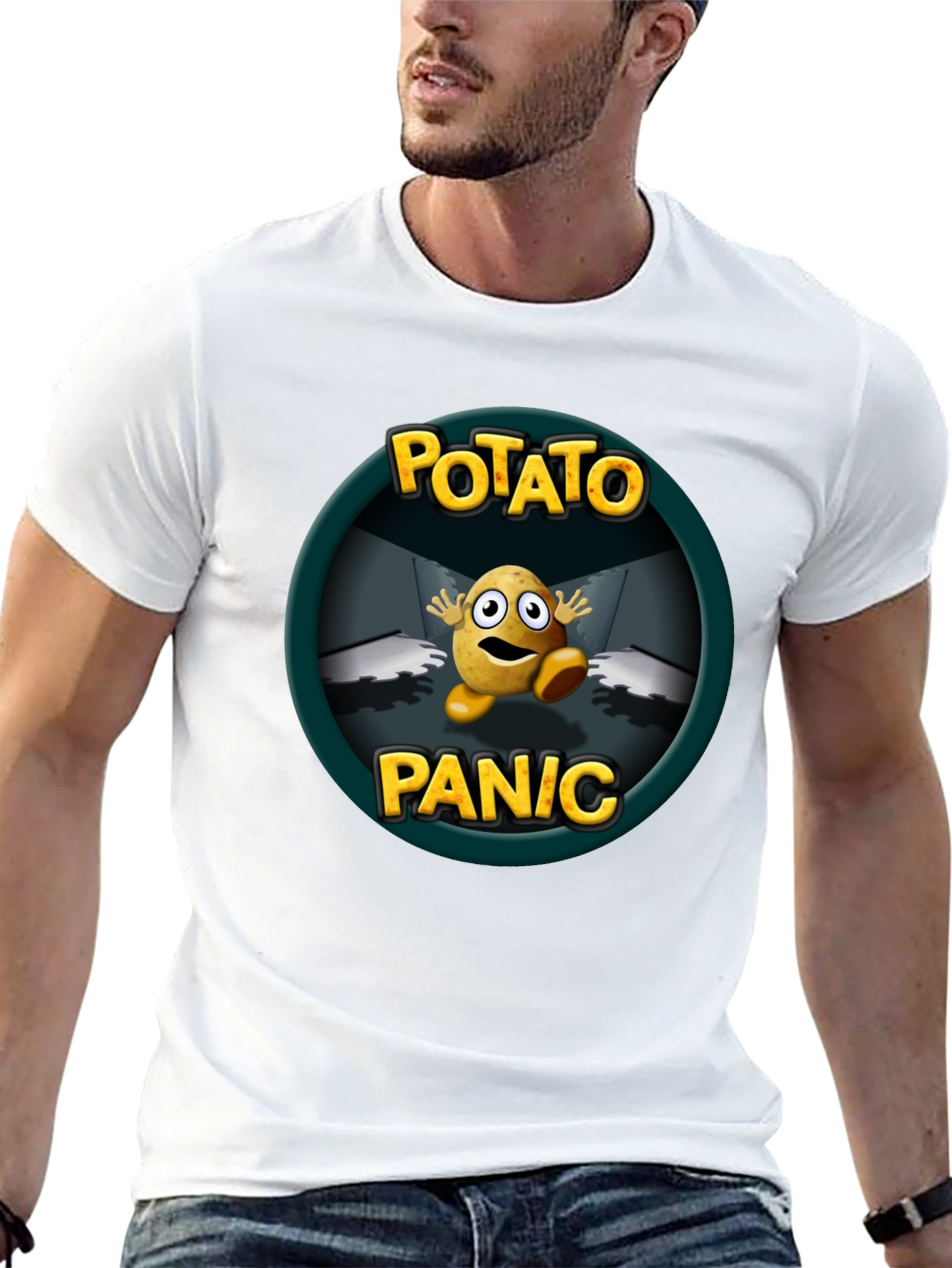 Potato Panic Graphic T-Shirt - Black Cotton Tee