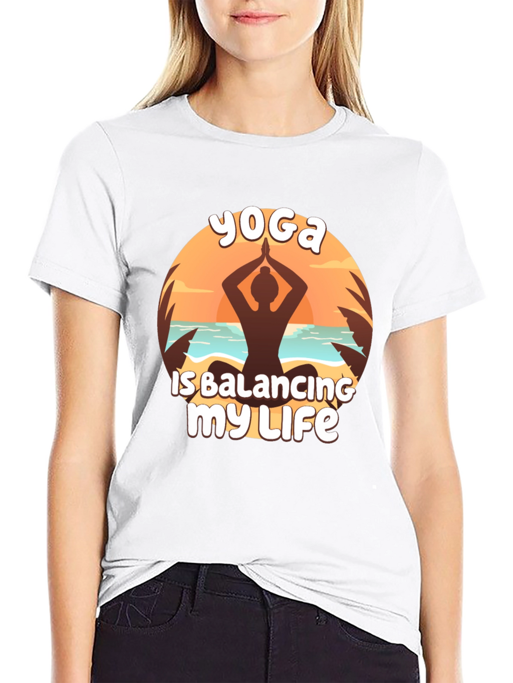 Yoga Balancing Life Black T-Shirt