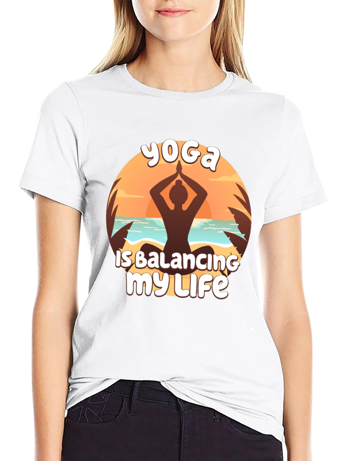 Yoga Balancing Life Black T-Shirt