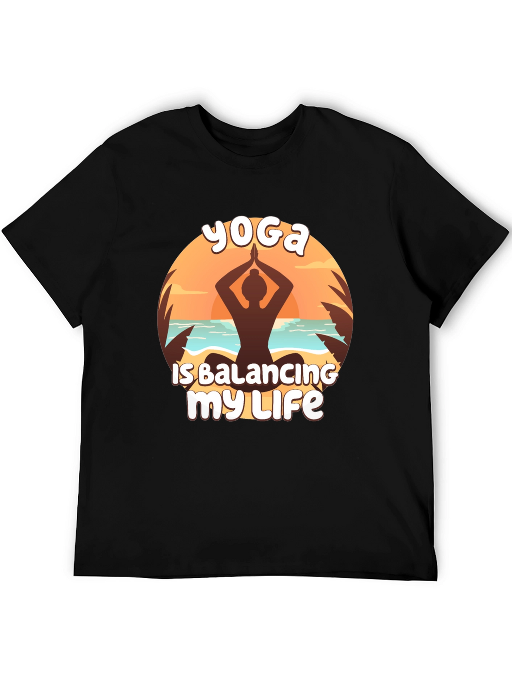 Yoga Balancing Life Black T-Shirt