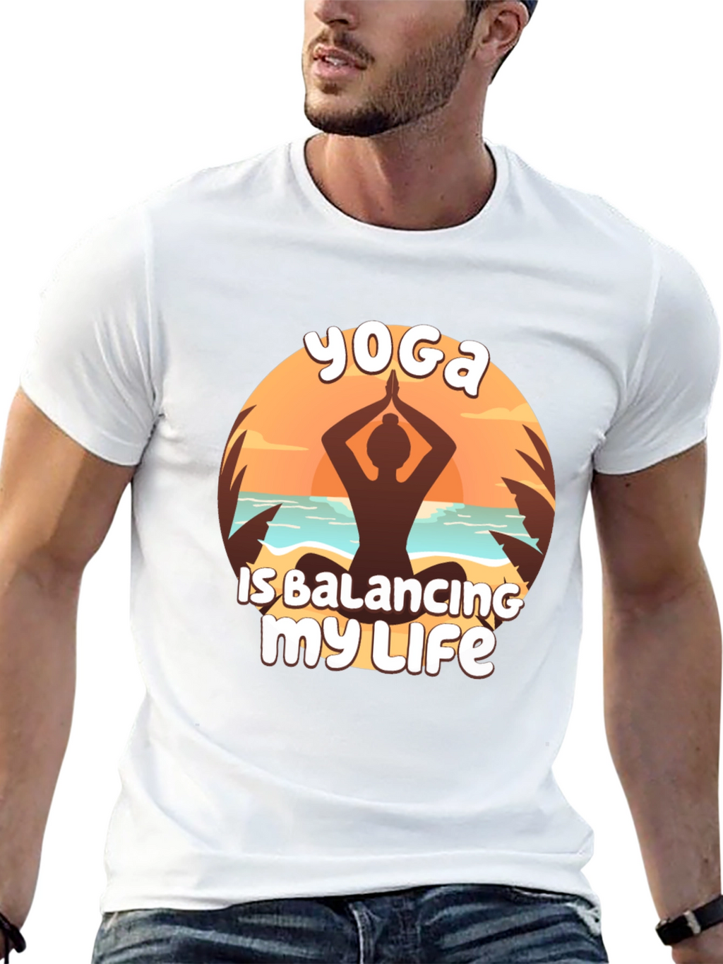 Yoga Balancing Life Black T-Shirt