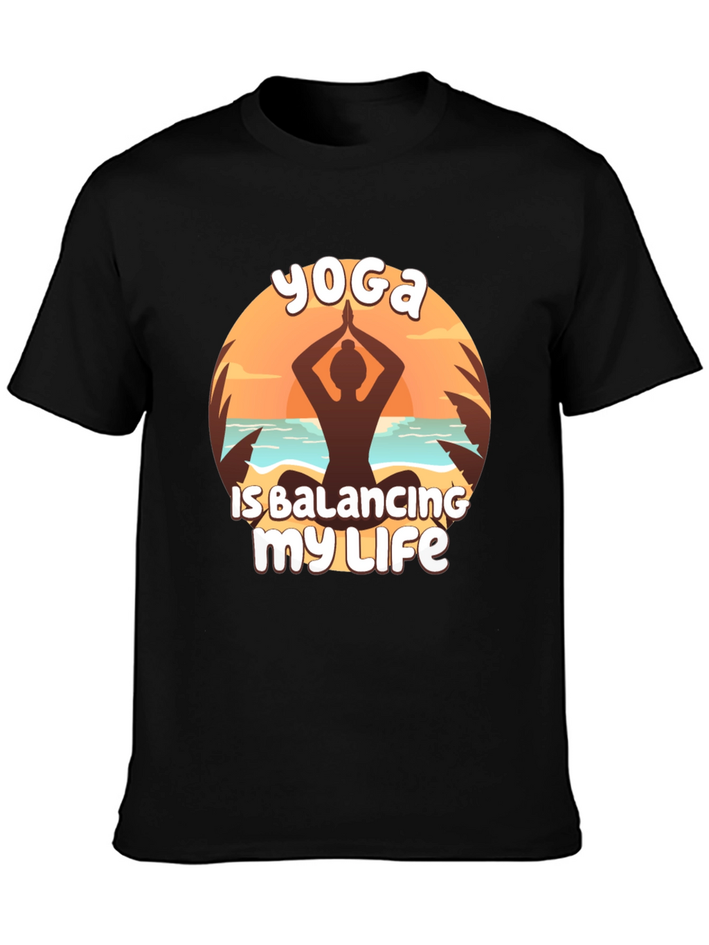 Yoga Balancing Life Black T-Shirt