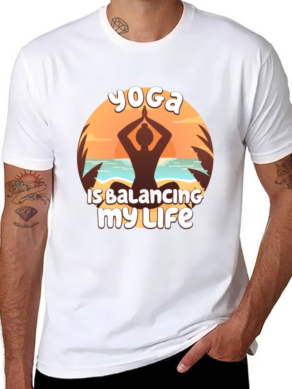 Yoga Balancing Life Black T-Shirt