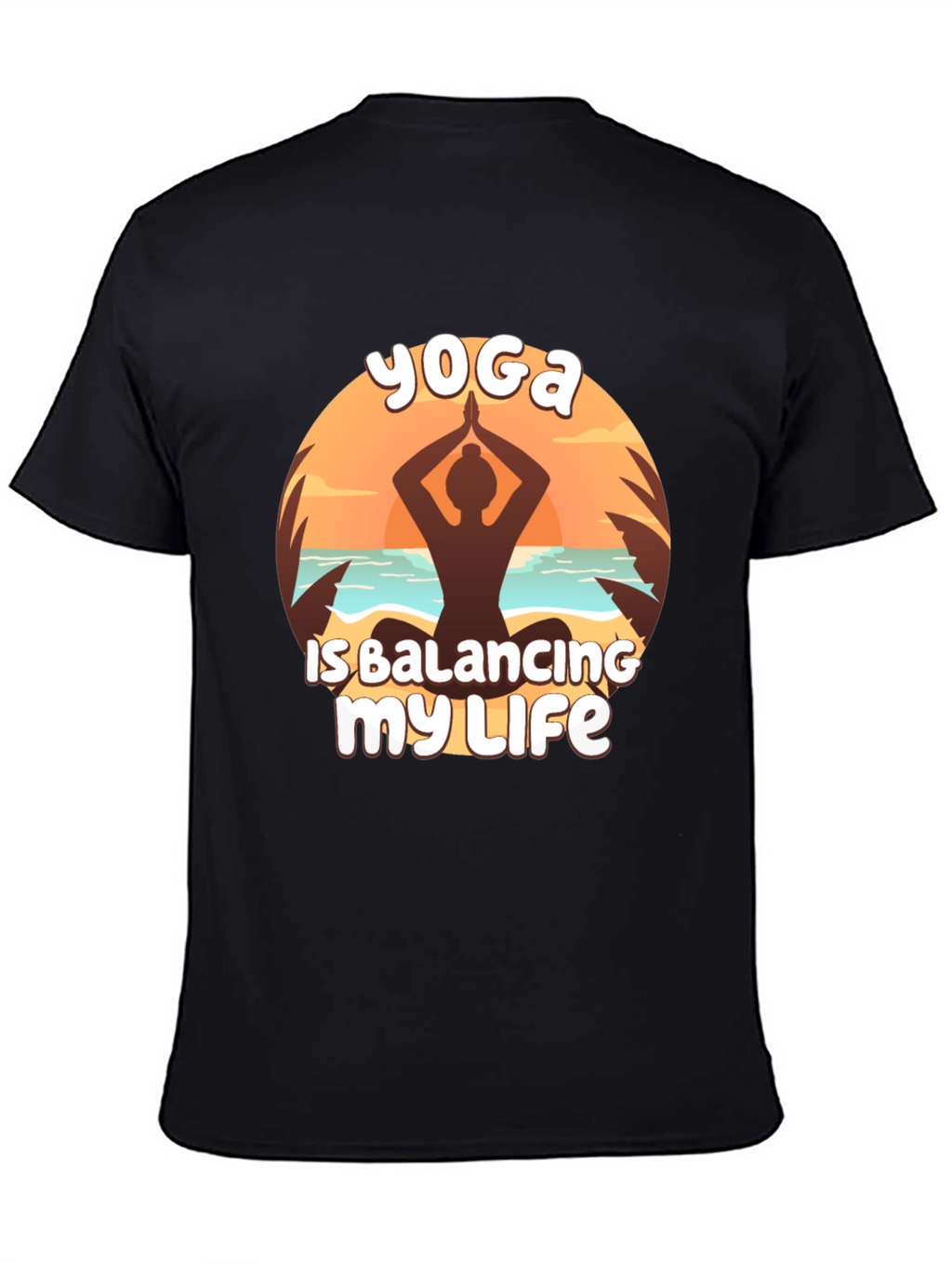 Yoga Balancing Life Black T-Shirt