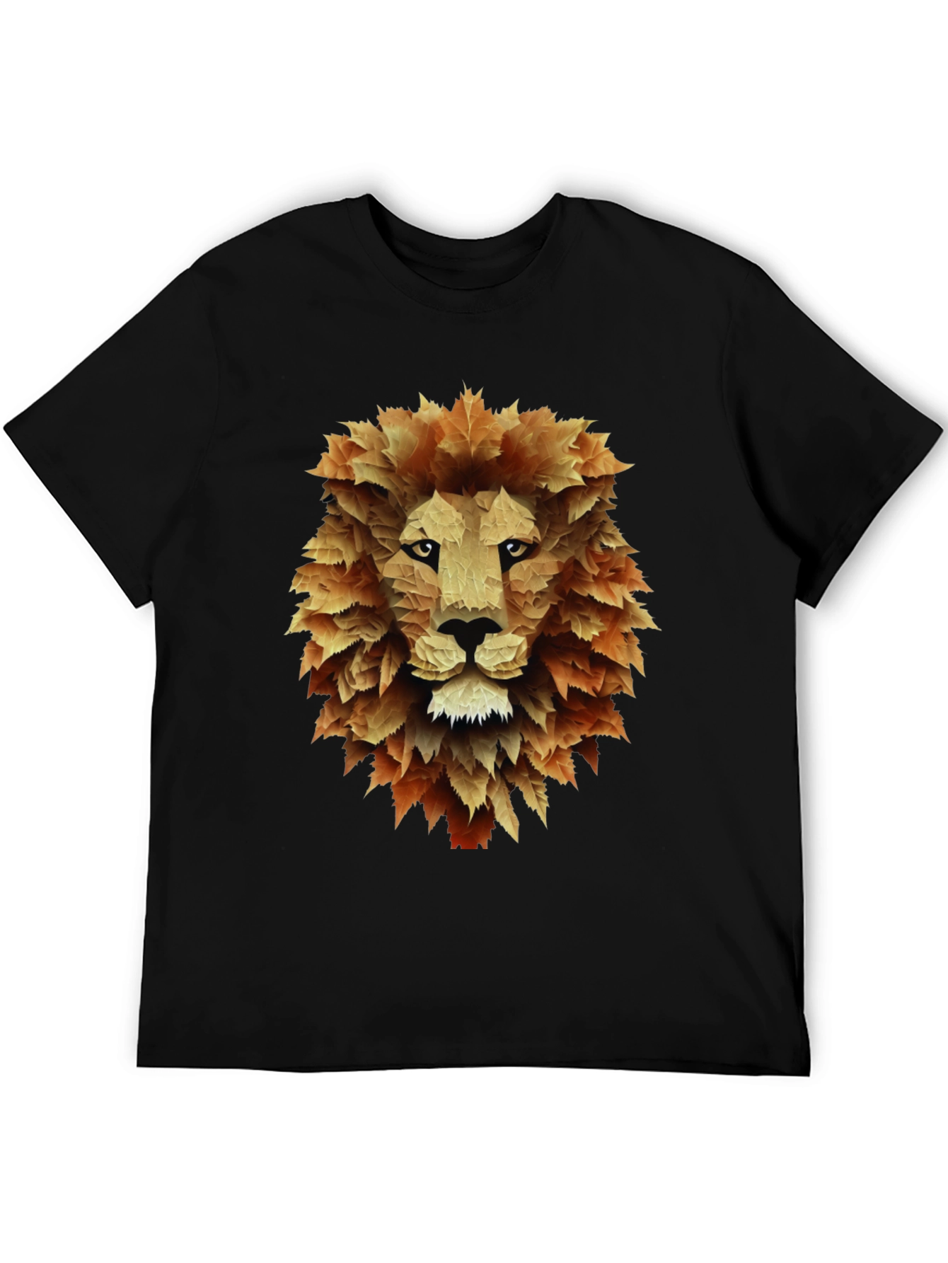 Leaf Lion Graphic Tee - Stylish Mens Black T-Shirt