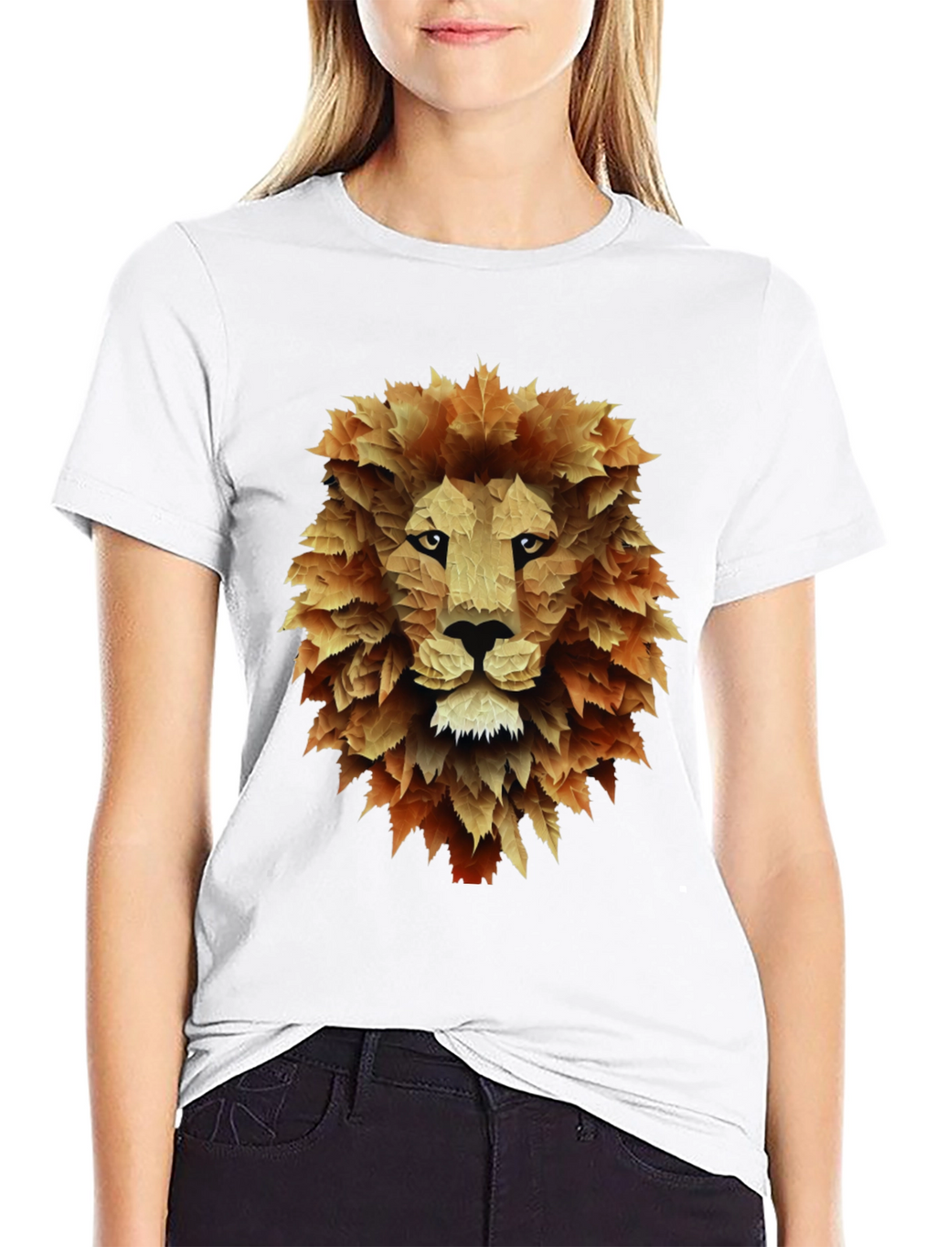 Leaf Lion Graphic Tee - Stylish Mens Black T-Shirt