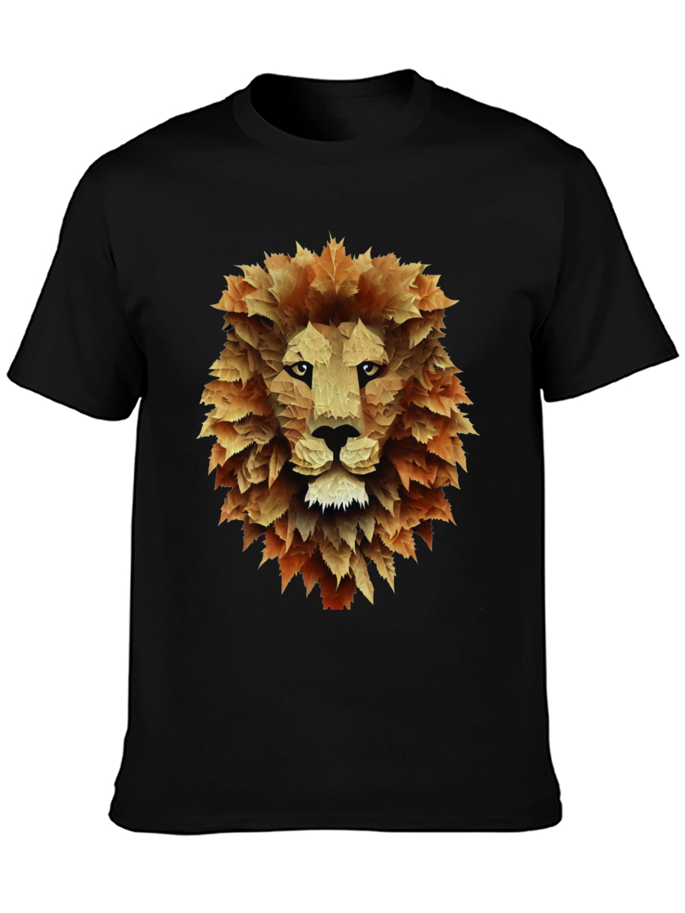 Leaf Lion Graphic Tee - Stylish Mens Black T-Shirt