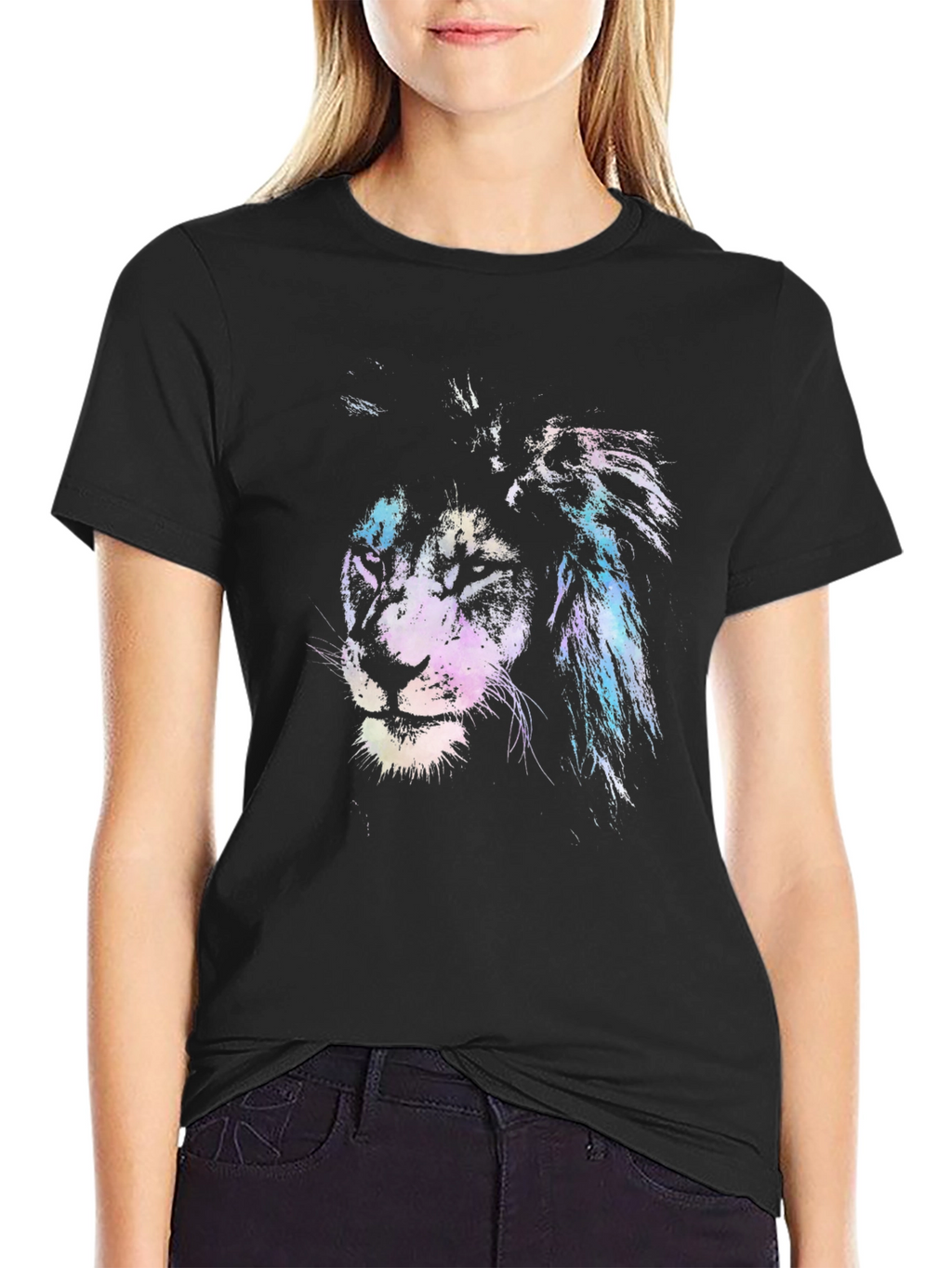 Lion Graphic Print Crew Neck T-Shirt