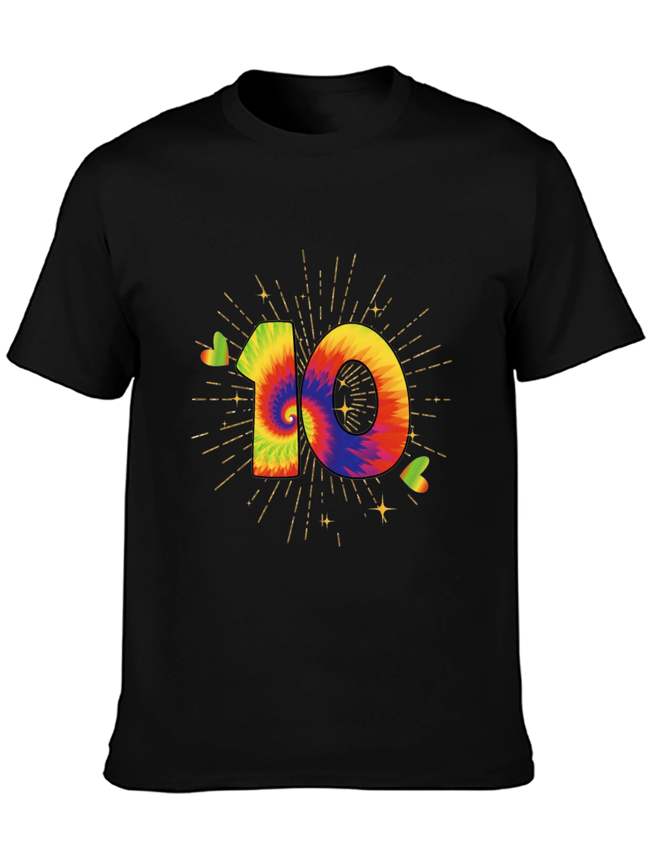 Tie Dye 10th Birthday Shirt - Groovy Rainbow Party Tee