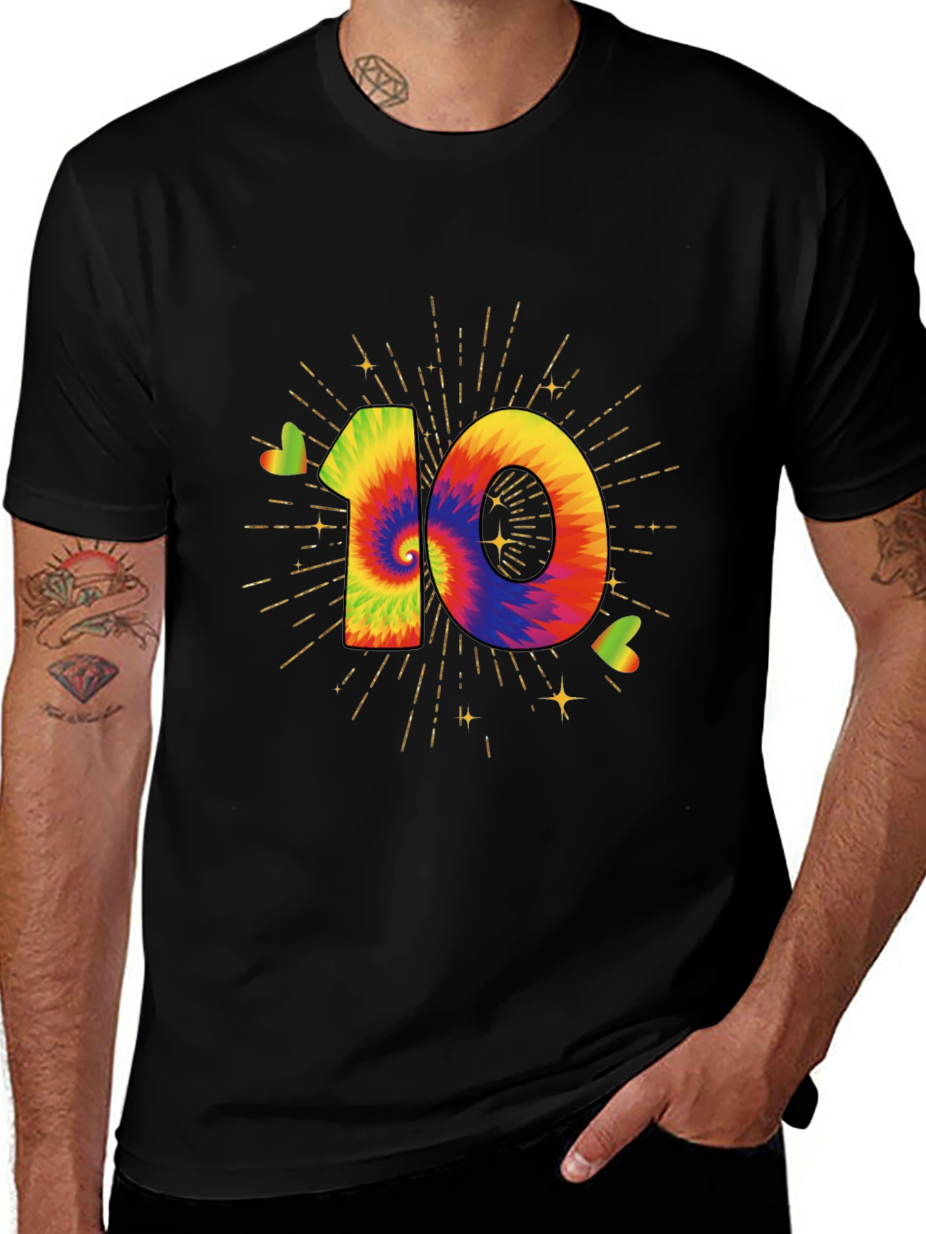 Tie Dye 10th Birthday Shirt - Groovy Rainbow Party Tee