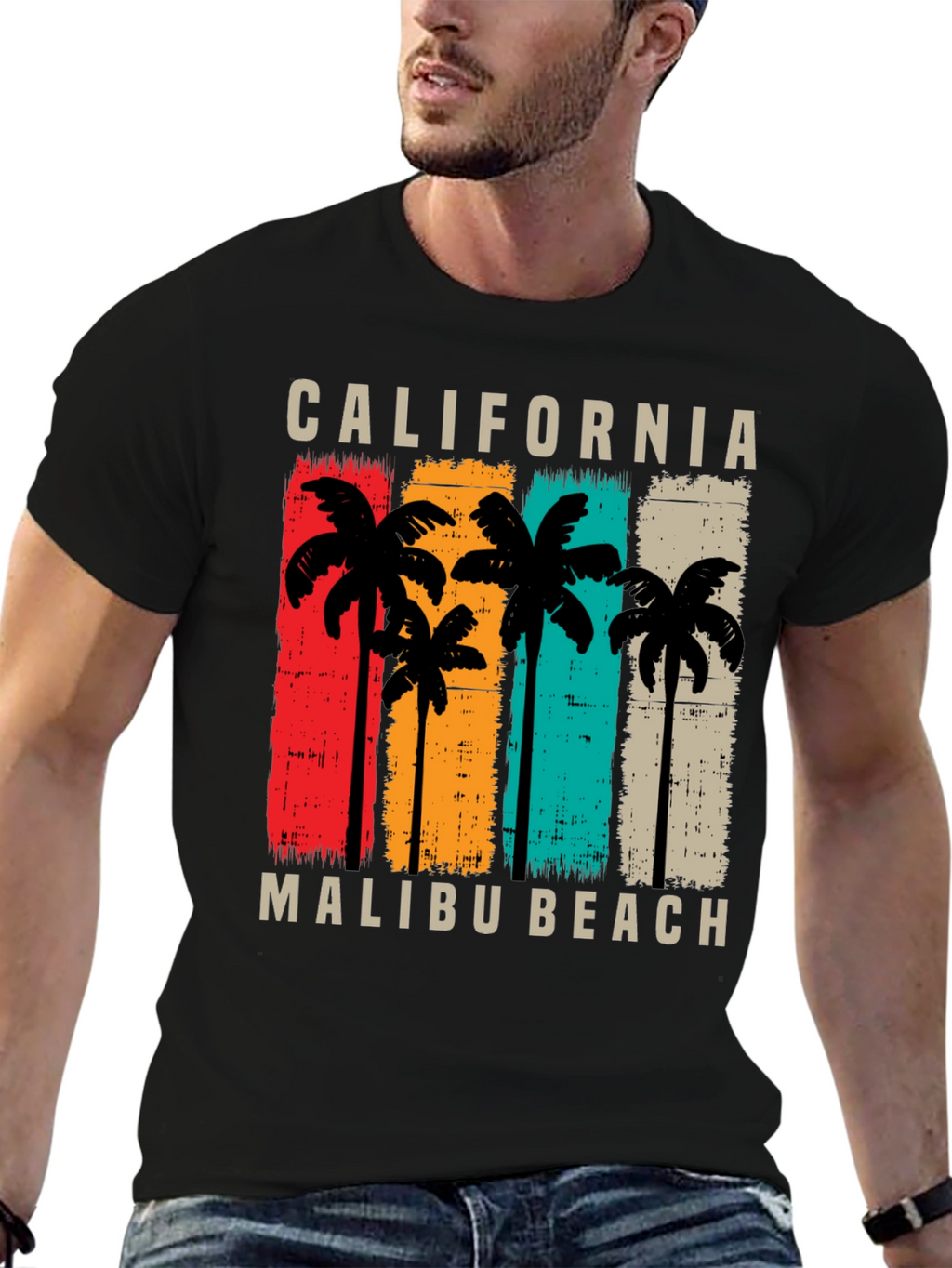 California Malibu Beach T-Shirt Palm Tree Graphic Tee