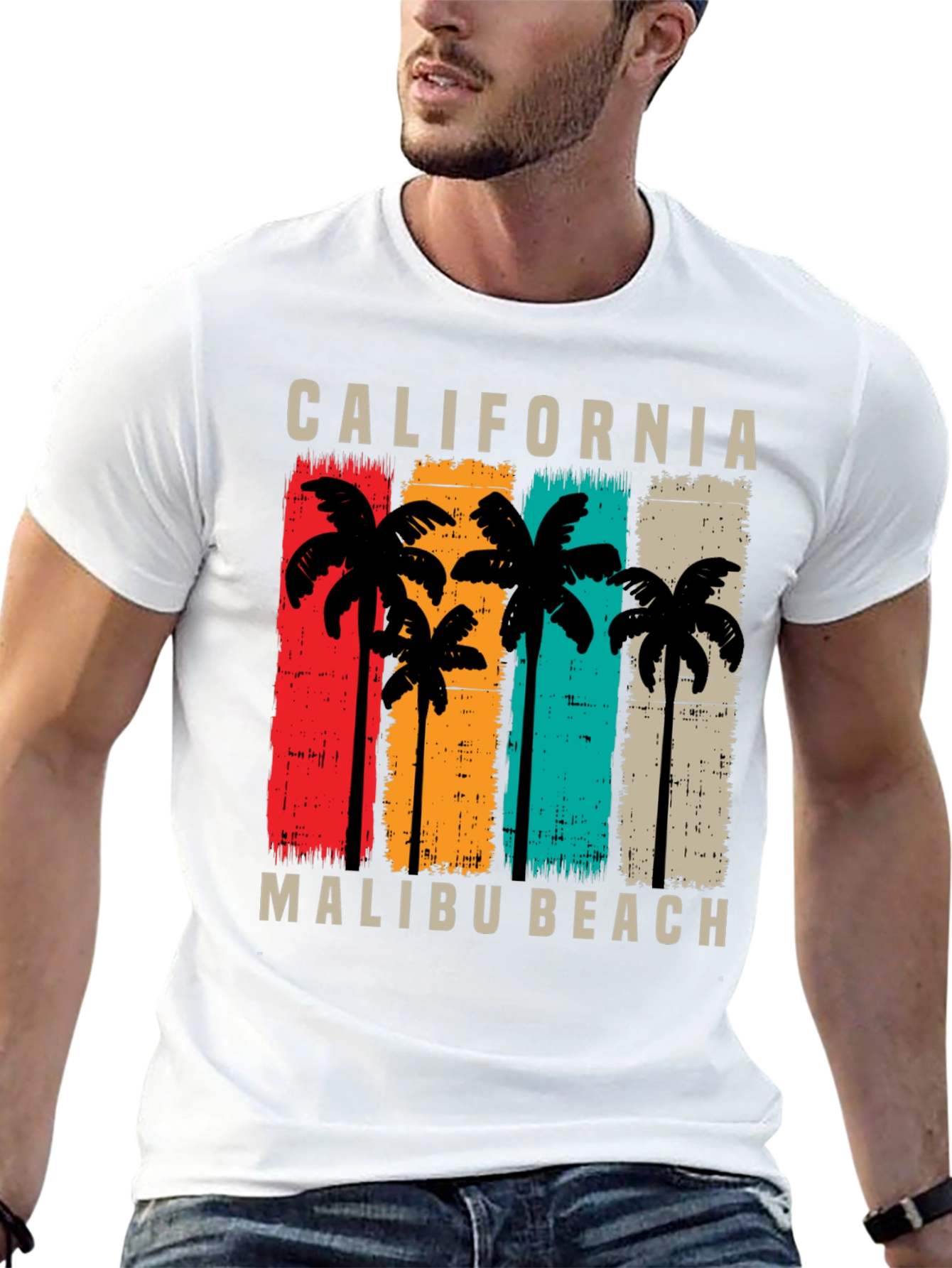 California Malibu Beach T-Shirt Palm Tree Graphic Tee