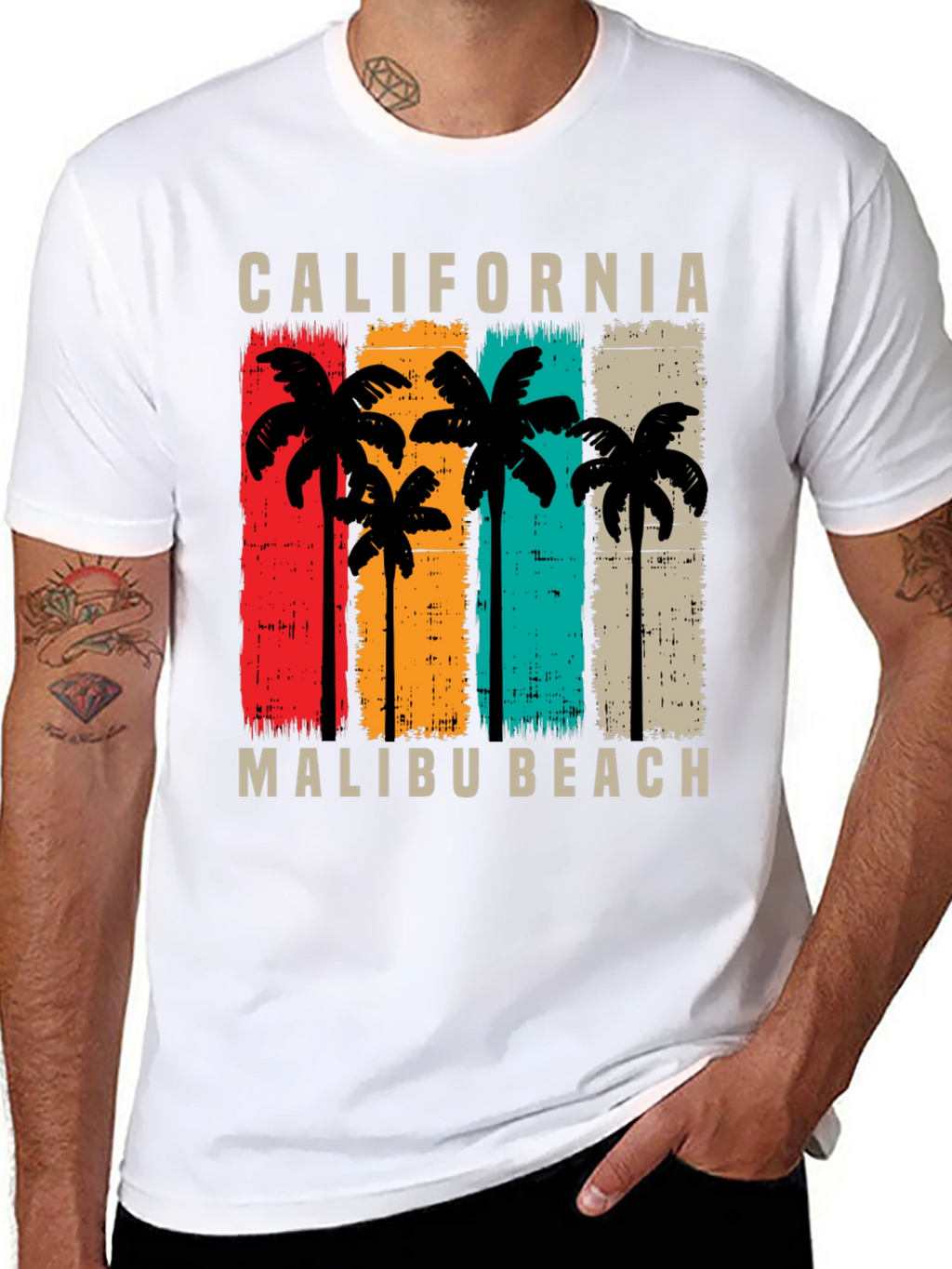 California Malibu Beach T-Shirt Palm Tree Graphic Tee
