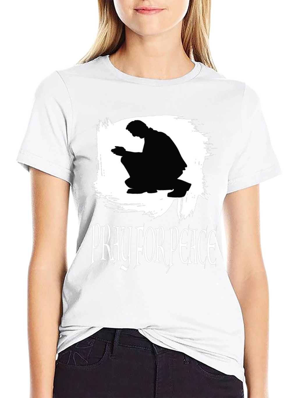 Pray for Peace Black Graphic T-Shirt