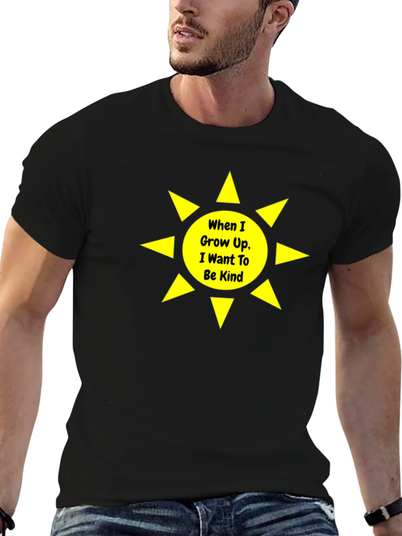Be Kind T-Shirt - Black Crew Neck Graphic Tee