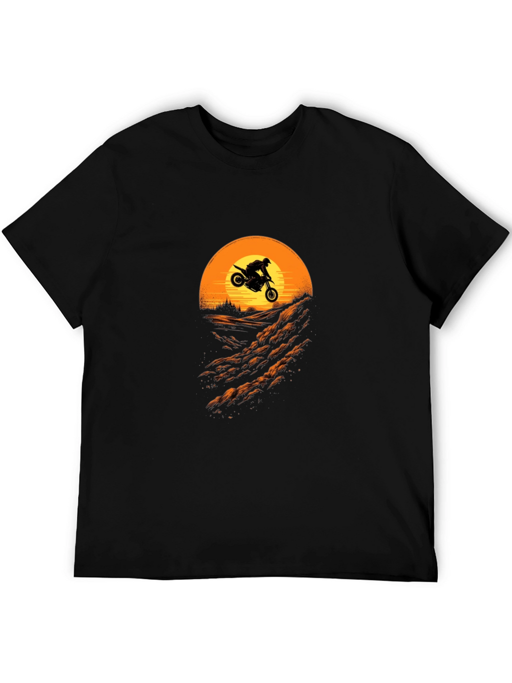 Motorcycle Sunset Ride T-Shirt - Black
