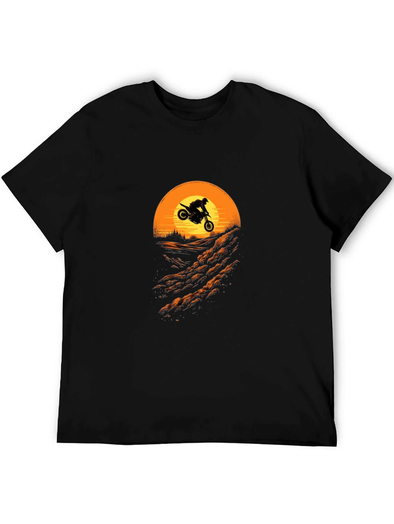 Motorcycle Sunset Ride T-Shirt - Black