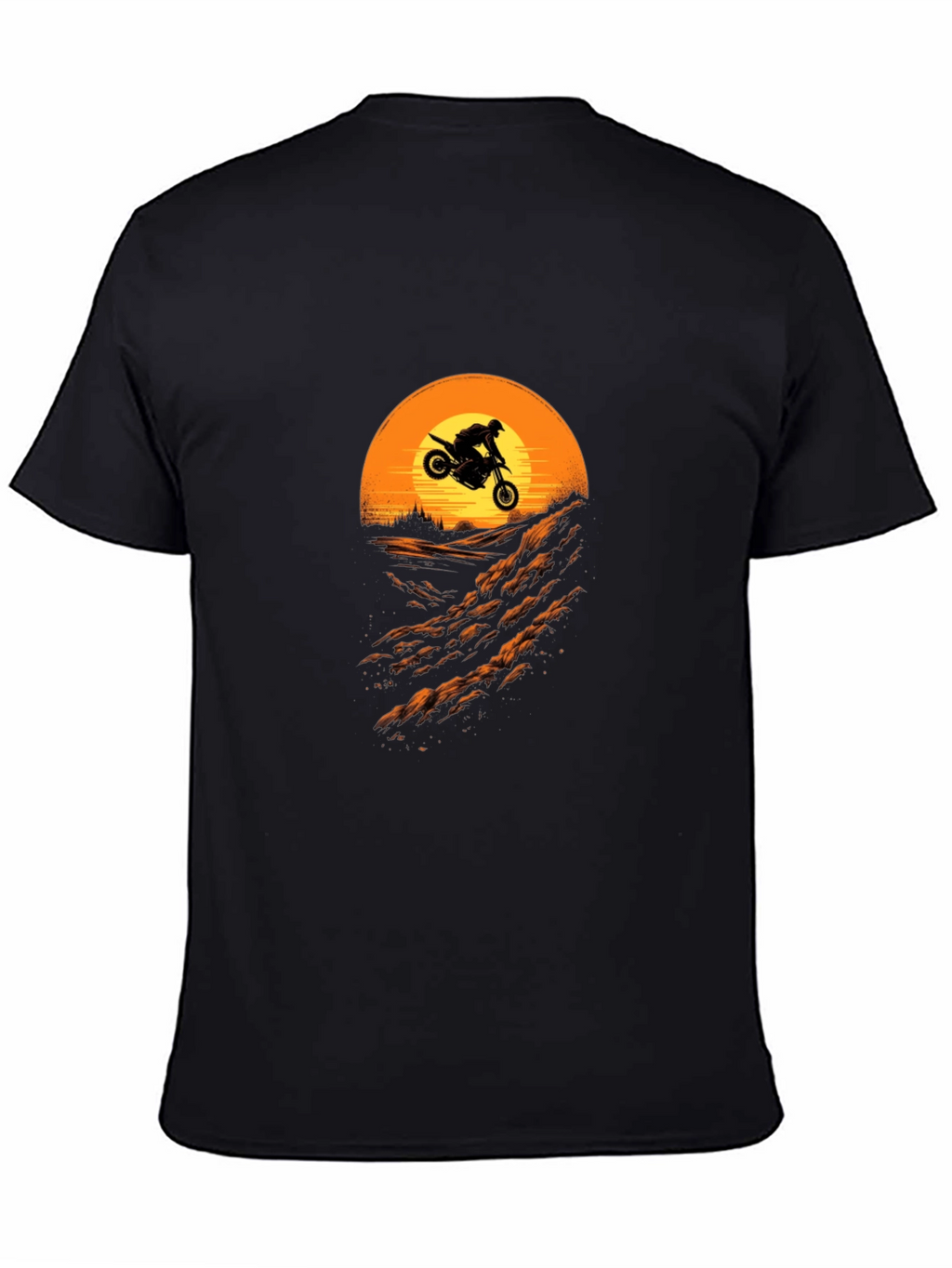 Motorcycle Sunset Ride T-Shirt - Black
