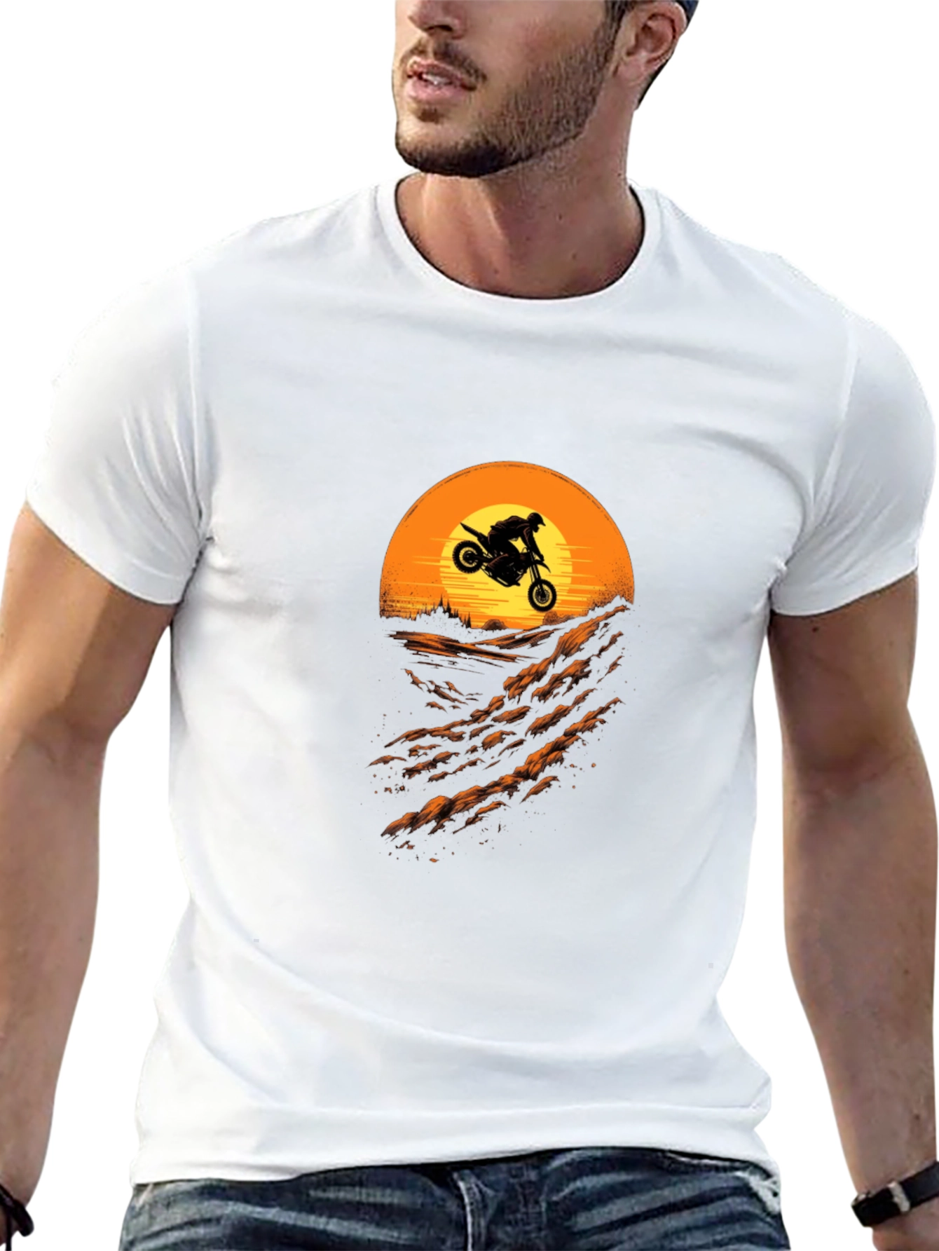Motorcycle Sunset Ride T-Shirt - Black