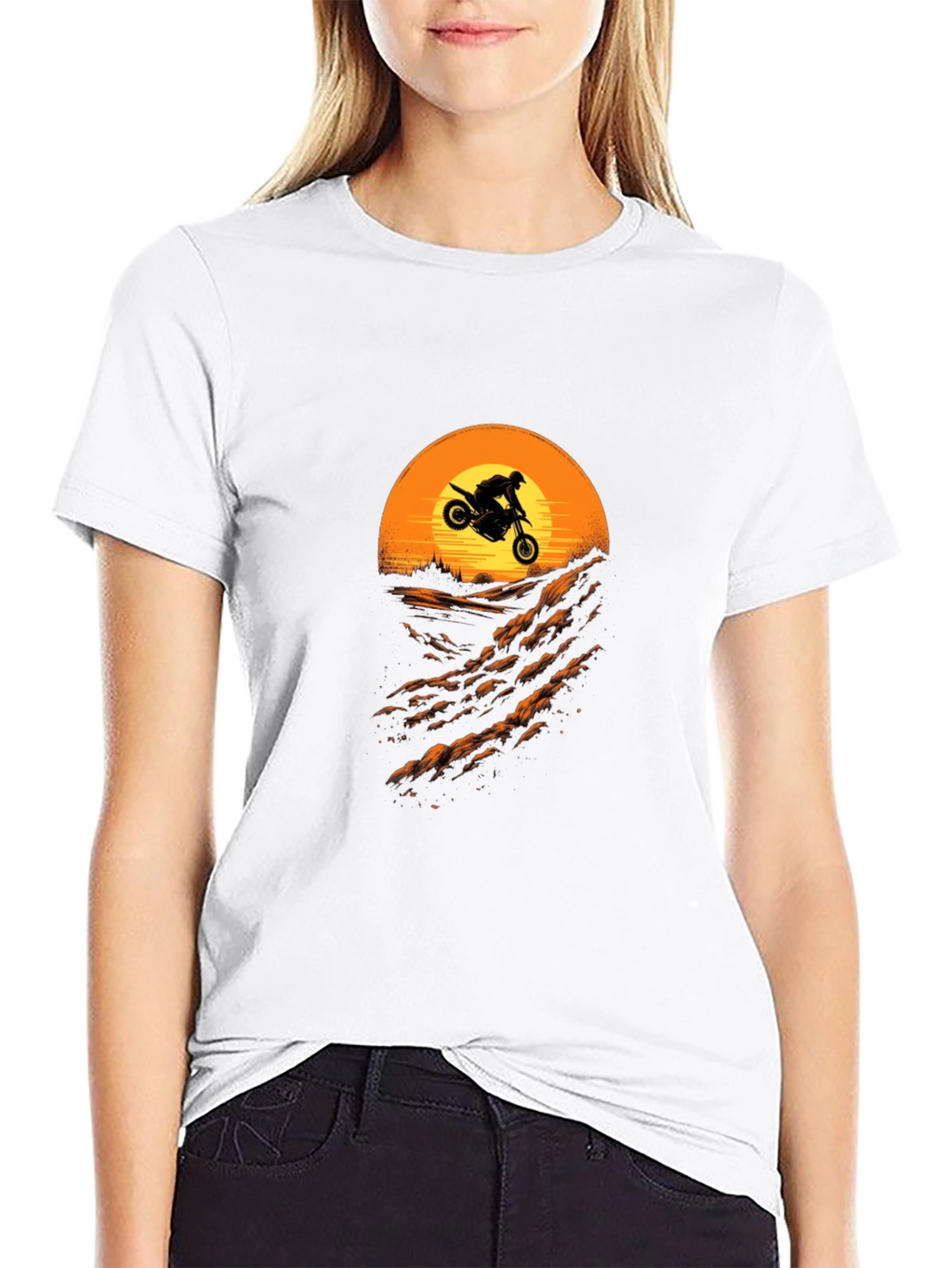 Motorcycle Sunset Ride T-Shirt - Black