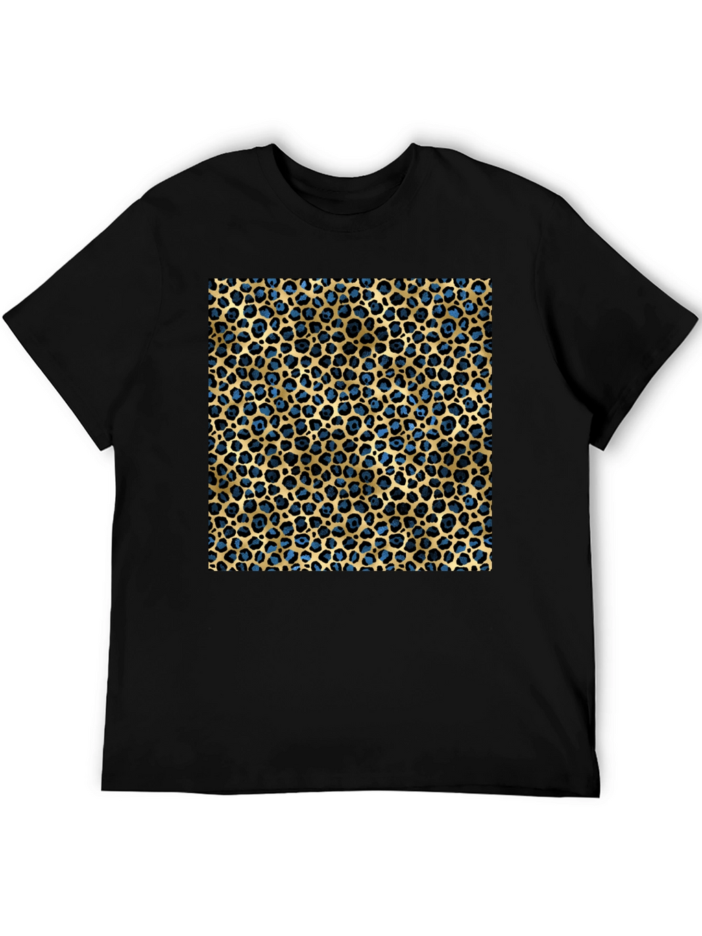 Leopard Print T-Shirt - Blue and Gold Pattern