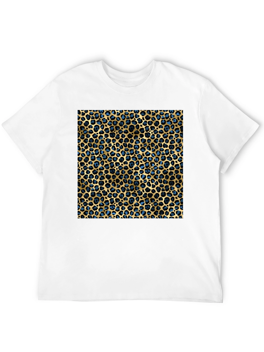 Leopard Print T-Shirt - Blue and Gold Pattern