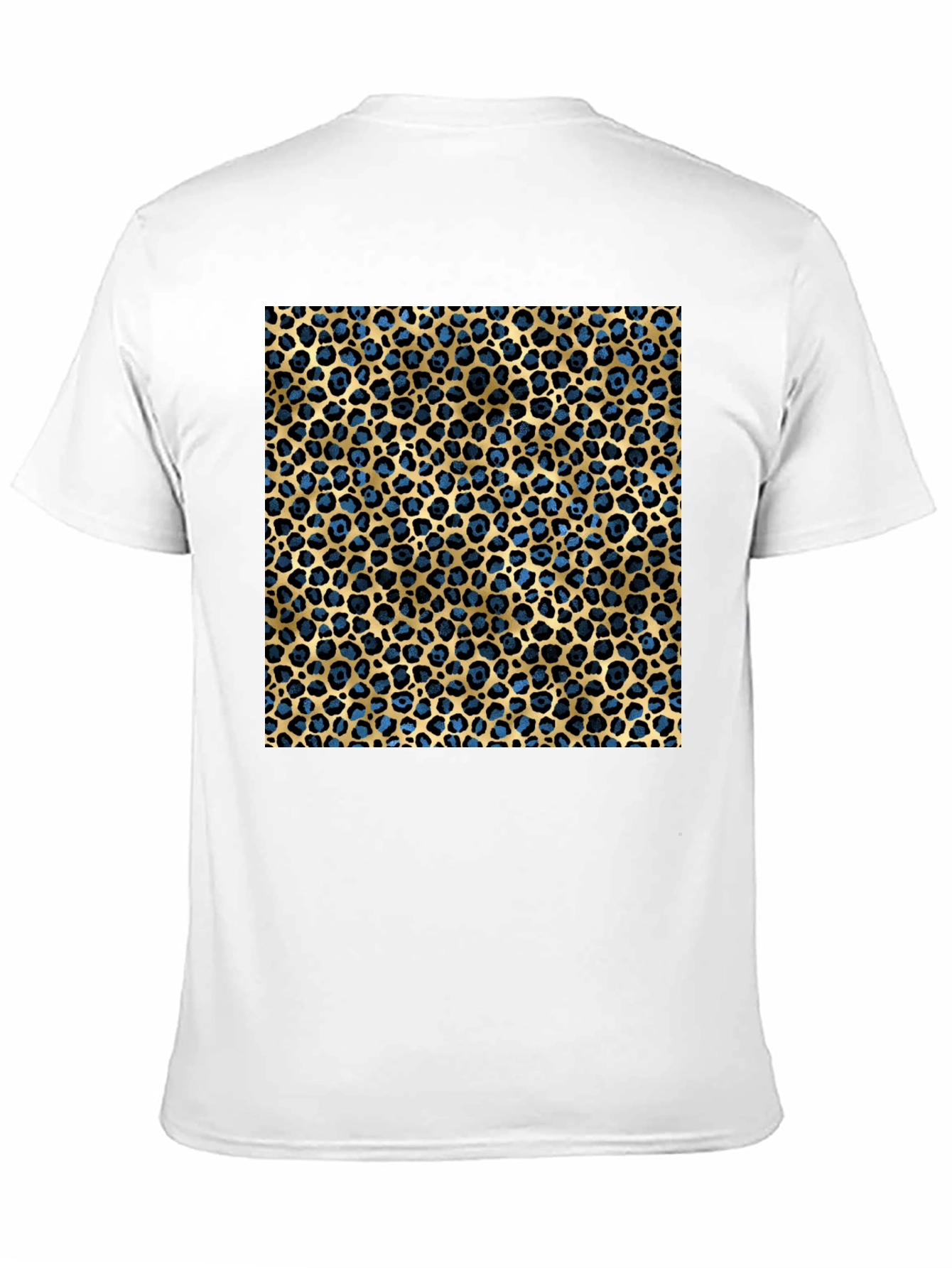 Leopard Print T-Shirt - Blue and Gold Pattern