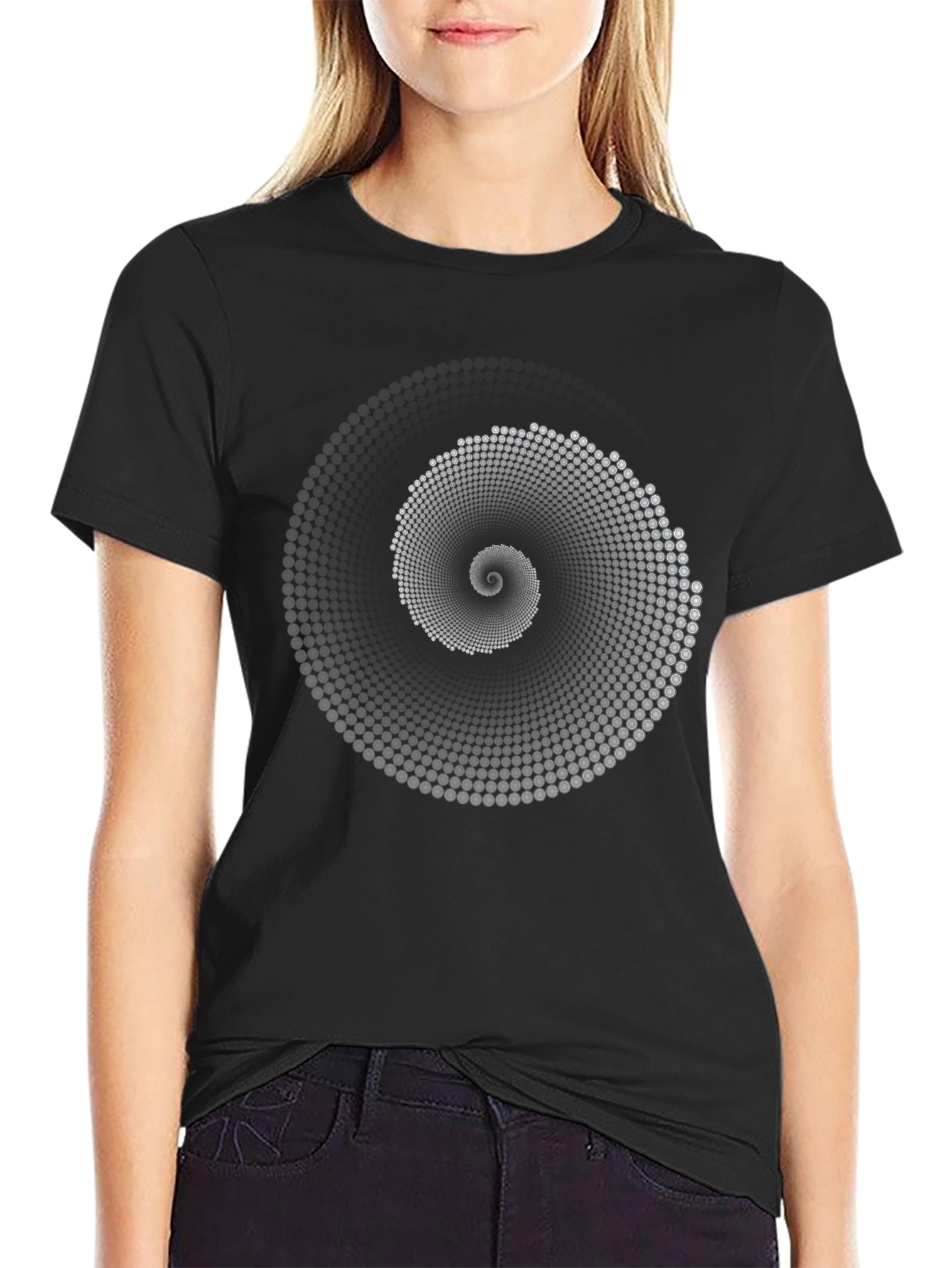 Hypnotic Spiral Graphic Print Mens Black T-Shirt