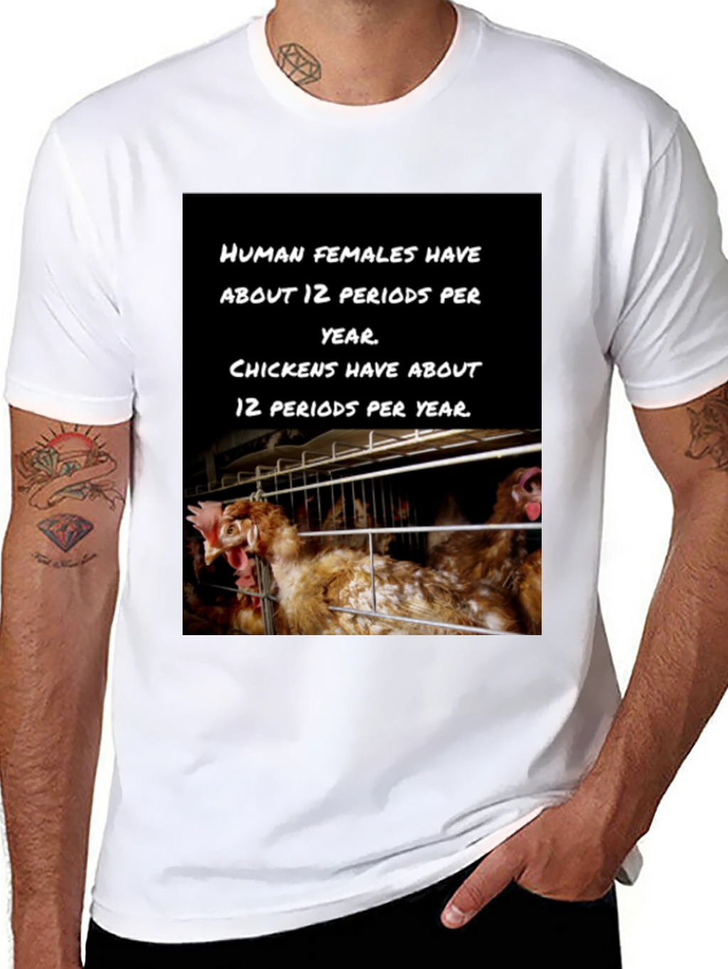 Humorous Chicken T-Shirt - 12 Periods!