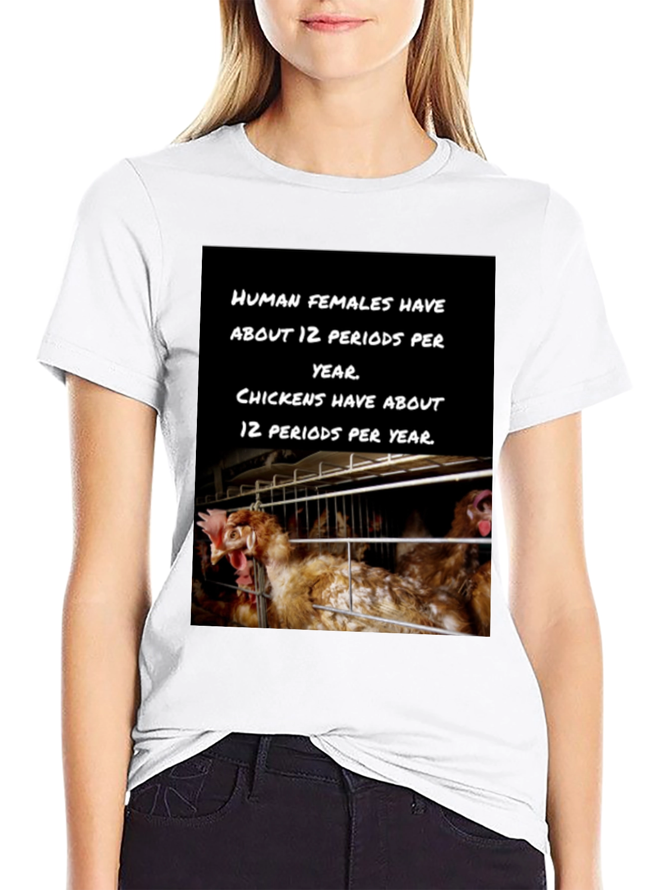 Humorous Chicken T-Shirt - 12 Periods!