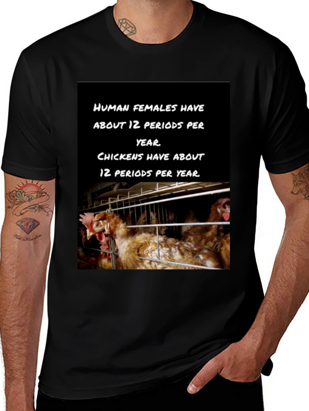 Humorous Chicken T-Shirt - 12 Periods!