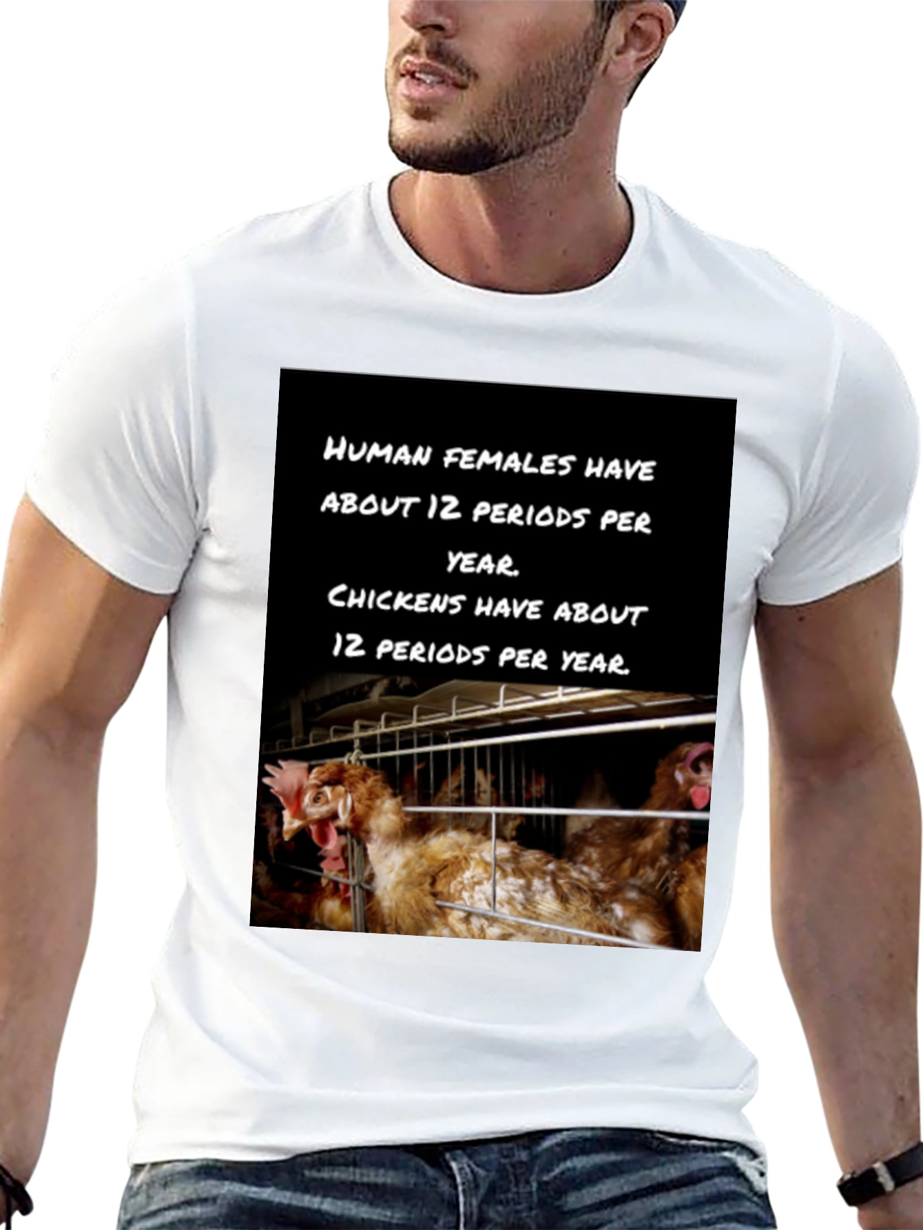 Humorous Chicken T-Shirt - 12 Periods!