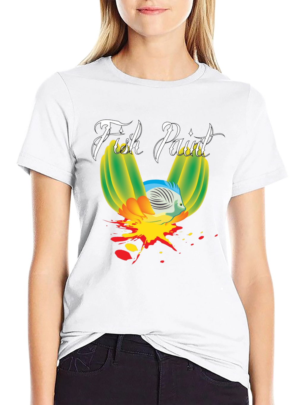 Fish Paint Graphic T-Shirt - Black