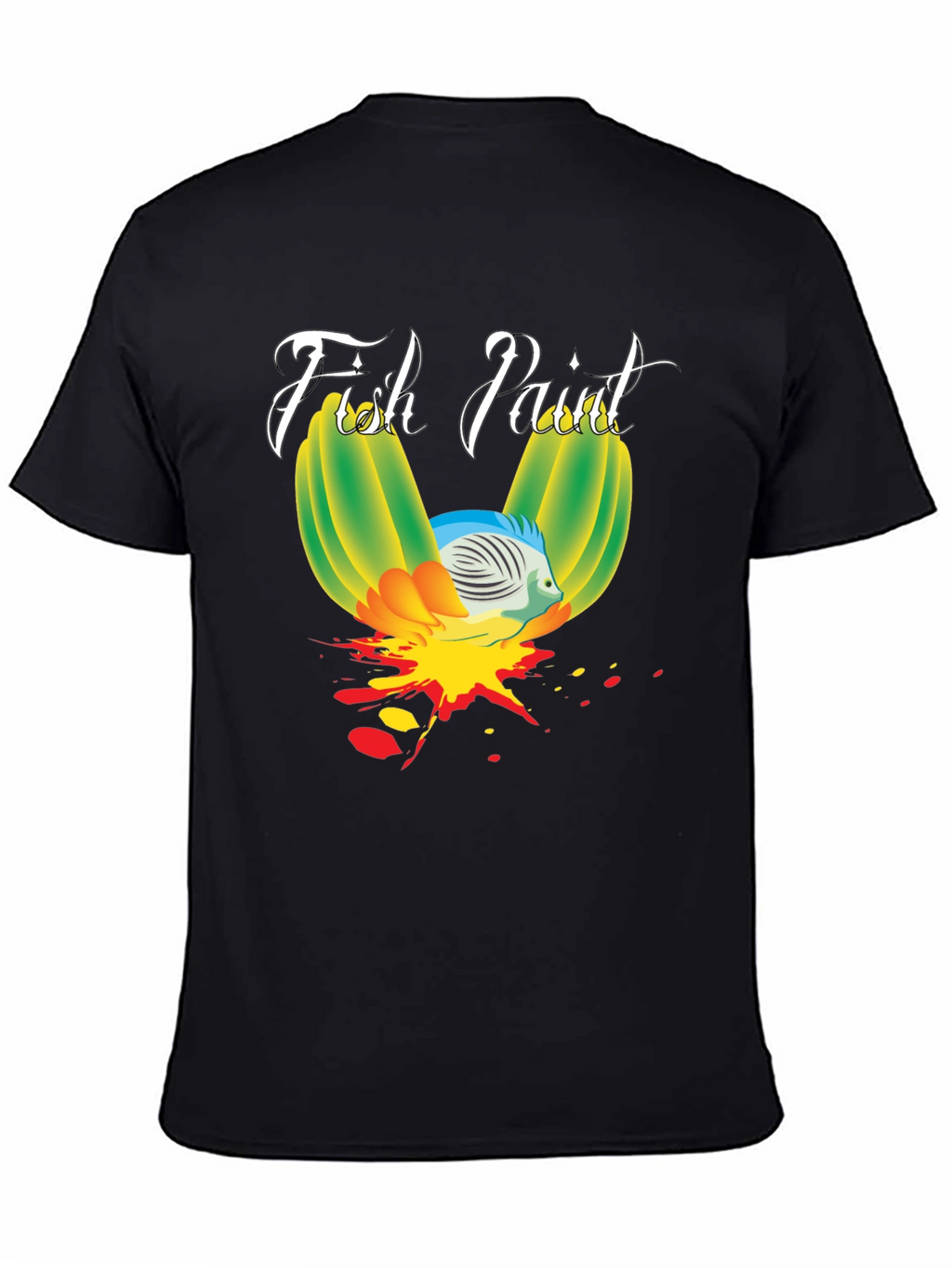 Fish Paint Graphic T-Shirt - Black