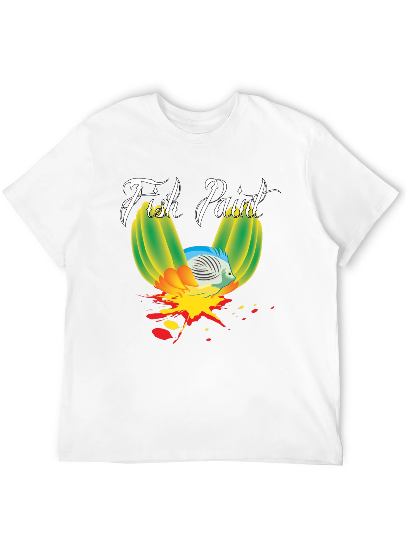 Fish Paint Graphic T-Shirt - Black