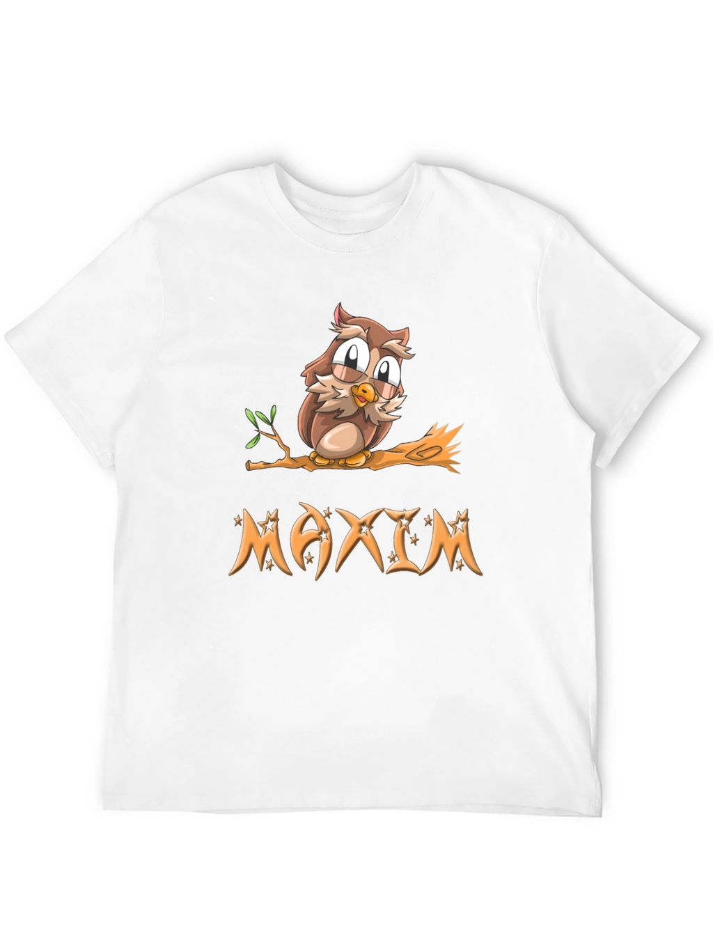 Owl on Branch Maxim Personalized Black T-Shirt