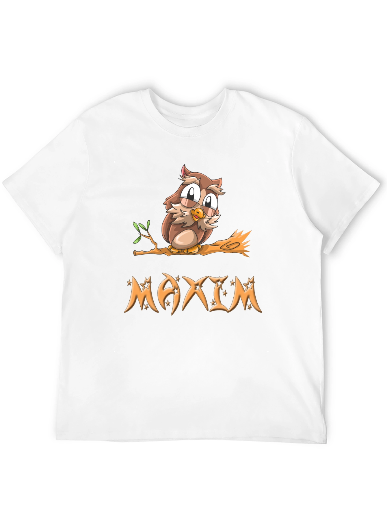 Owl on Branch Maxim Personalized Black T-Shirt