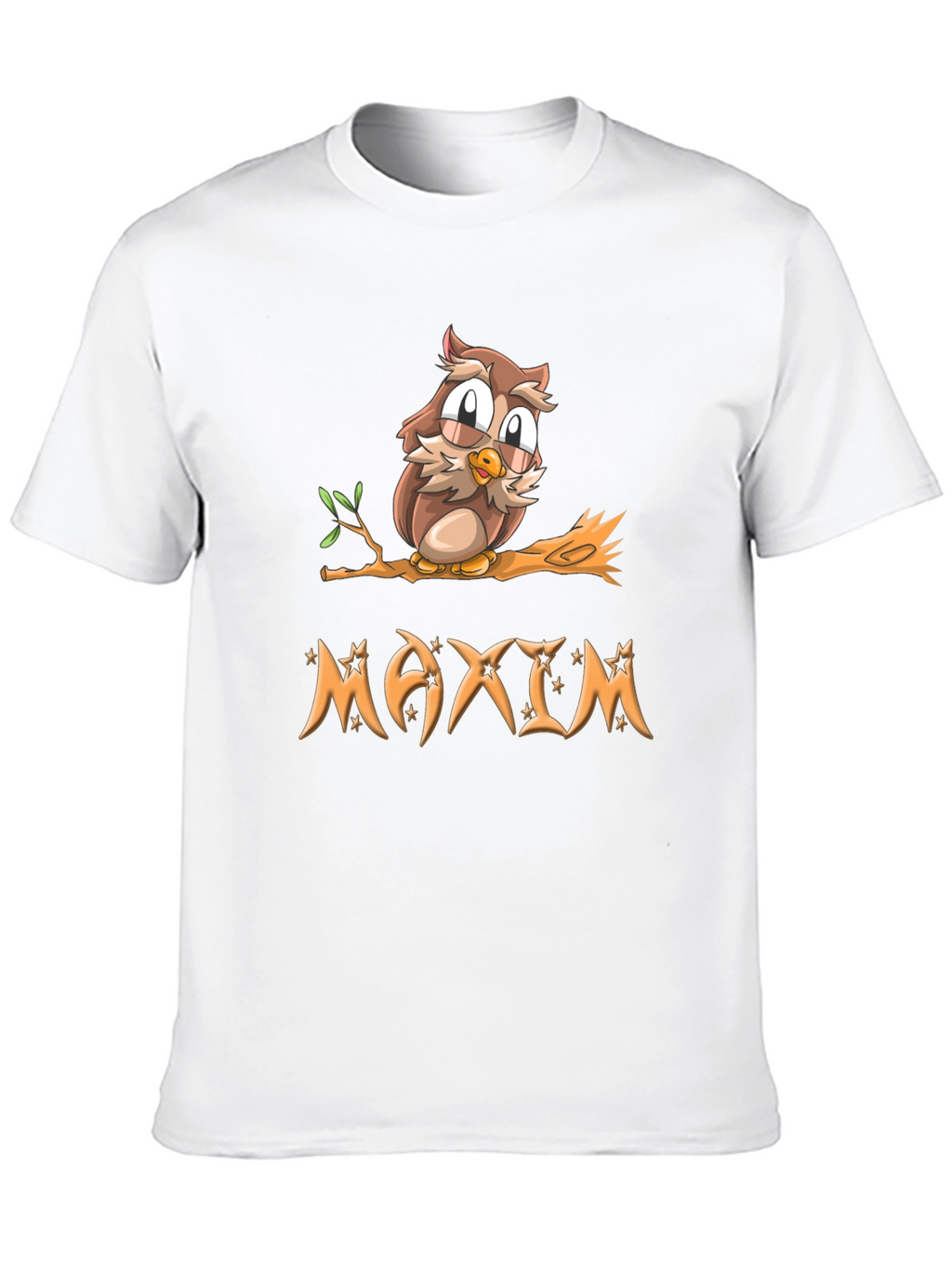 Owl on Branch Maxim Personalized Black T-Shirt