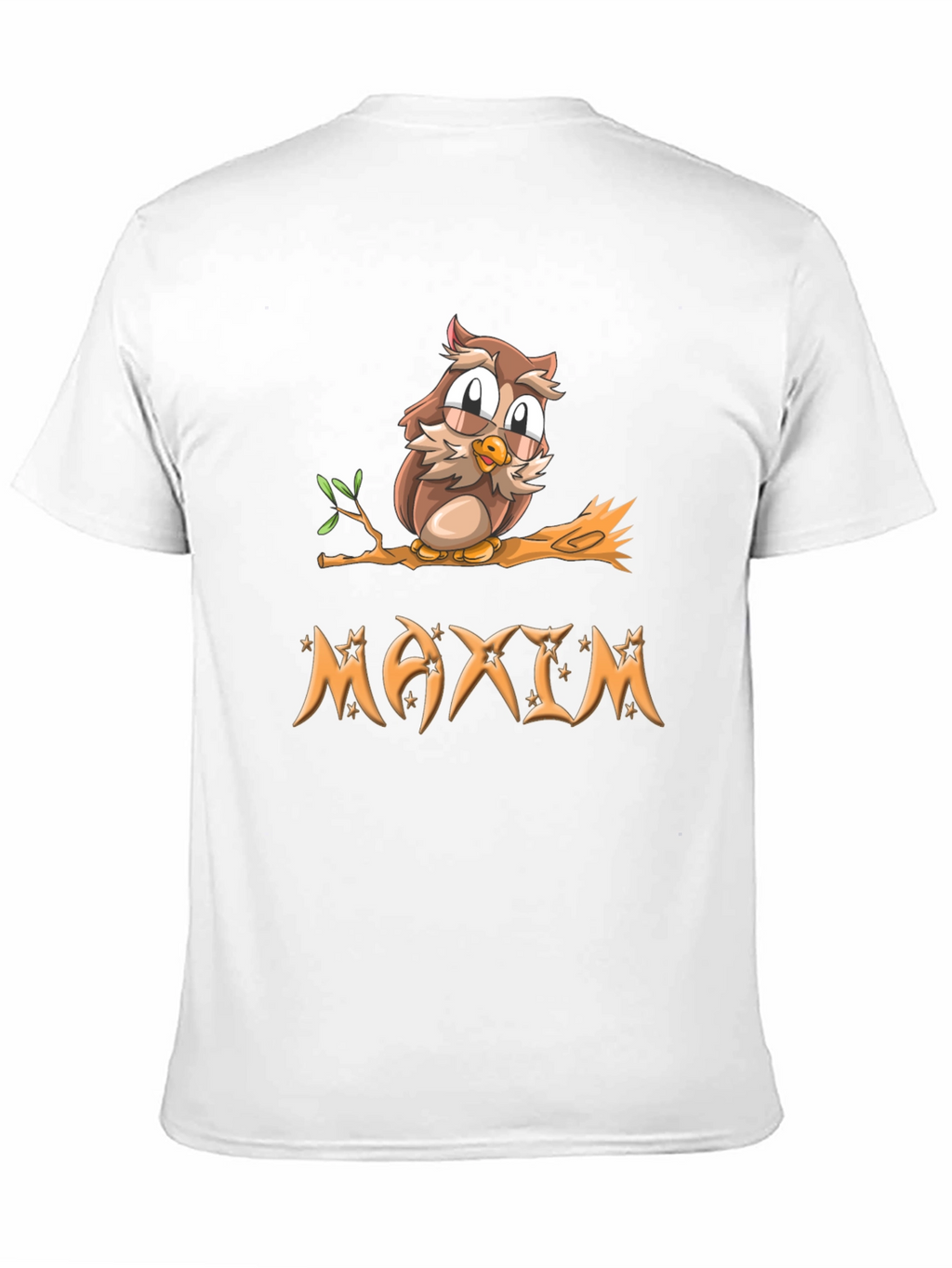 Owl on Branch Maxim Personalized Black T-Shirt
