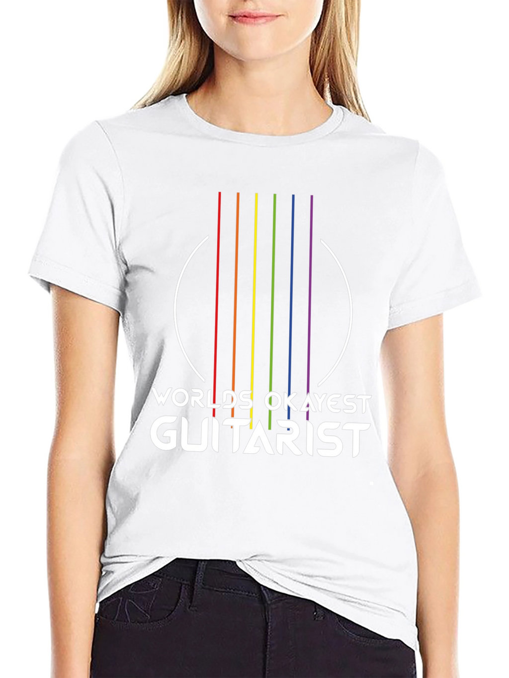 Worlds Okayest Guitarist T-Shirt - Rainbow Graphic Tee