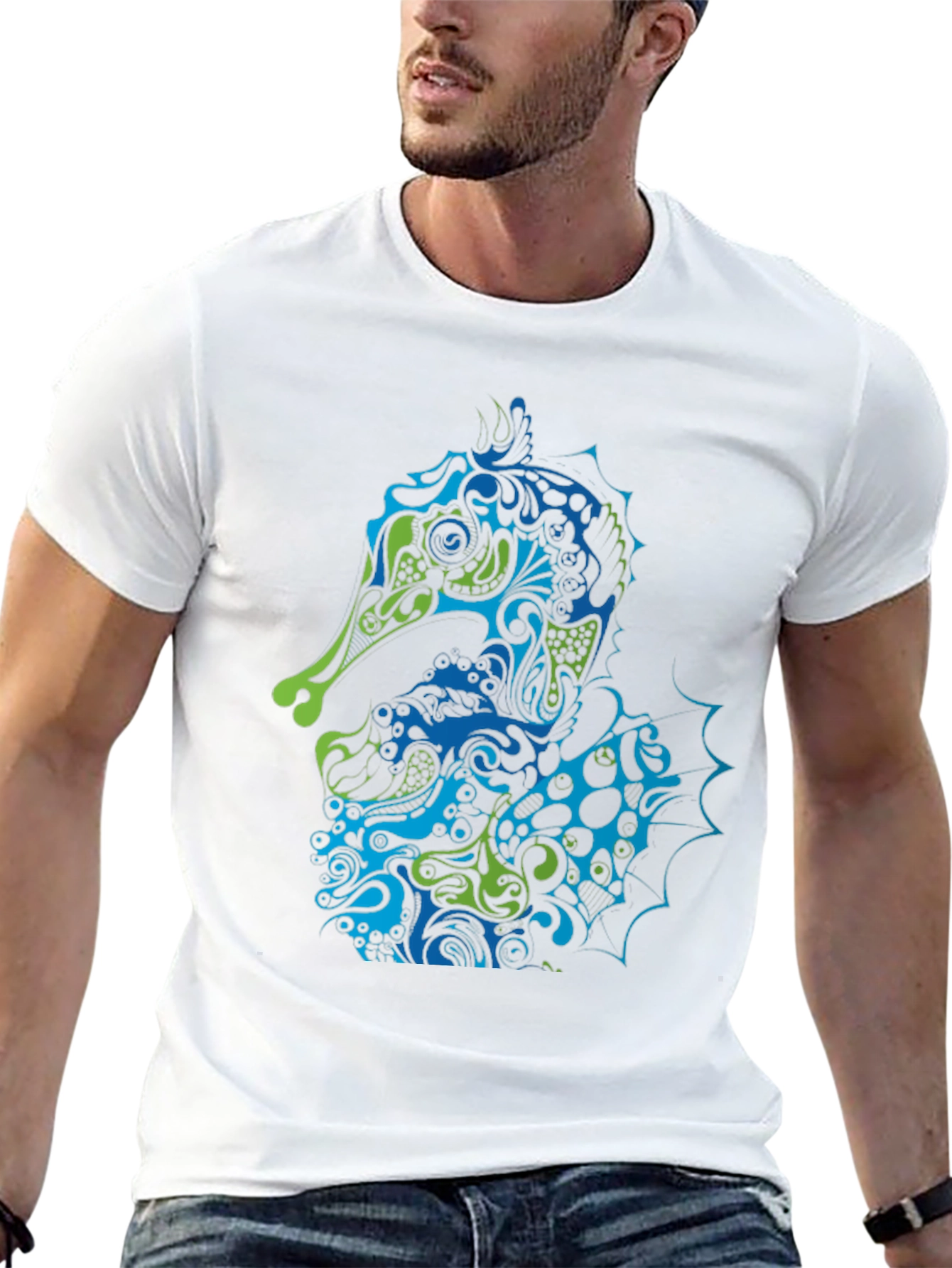 Seahorse Art Graphic Black Tee
