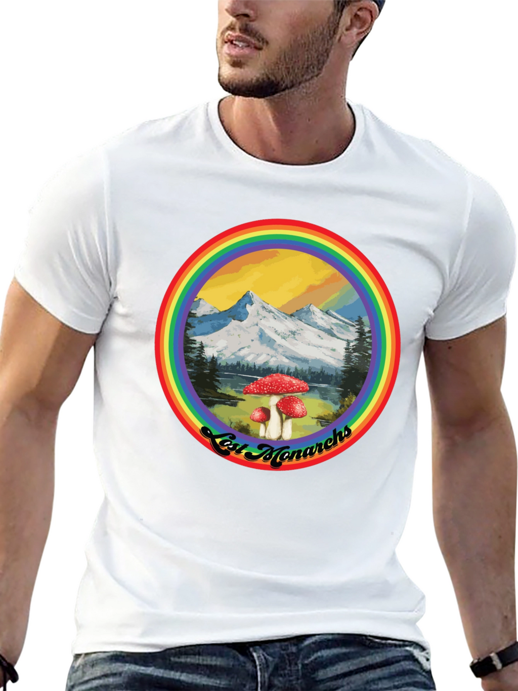 Lost Monarchs Rainbow Graphic Tee - Black