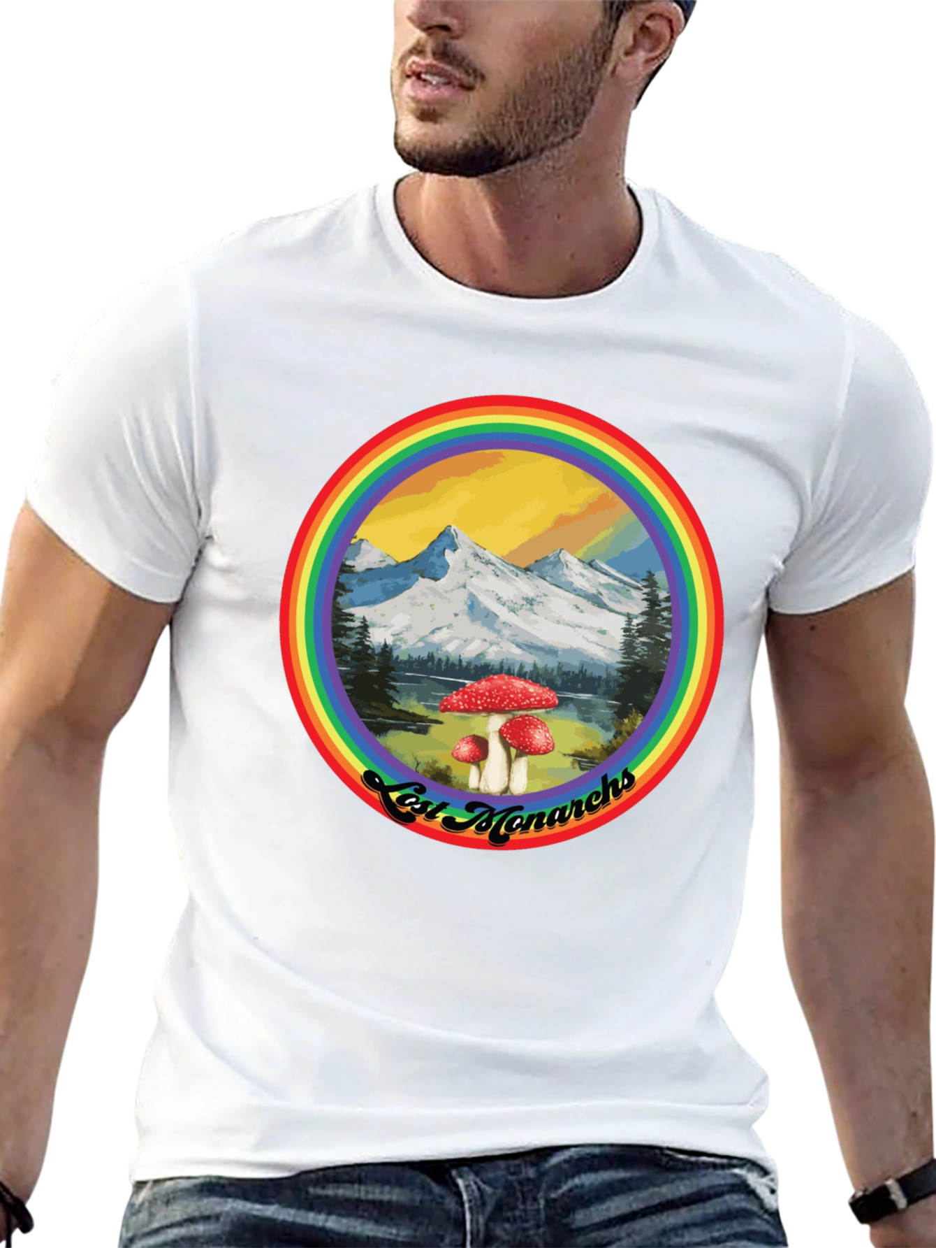 Lost Monarchs Rainbow Graphic Tee - Black