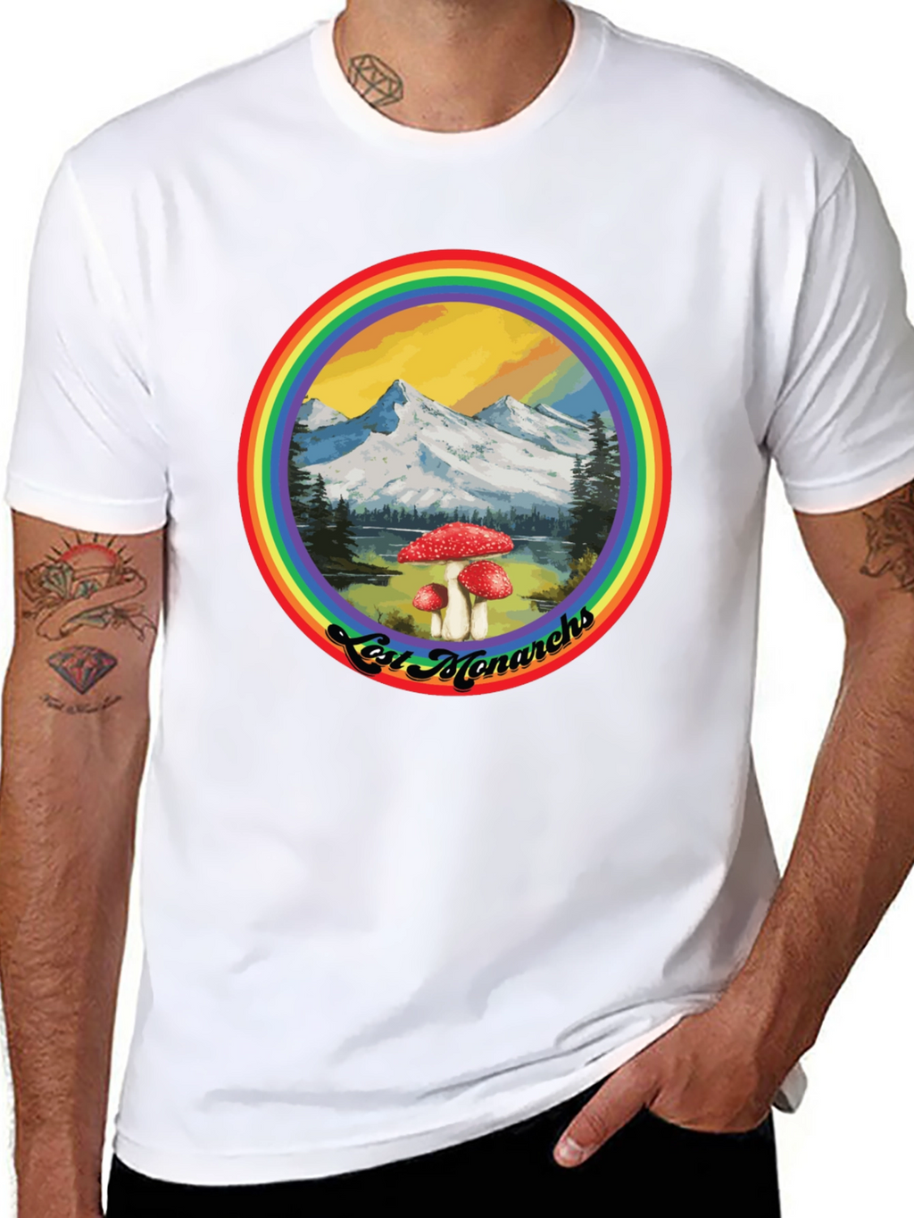 Lost Monarchs Rainbow Graphic Tee - Black