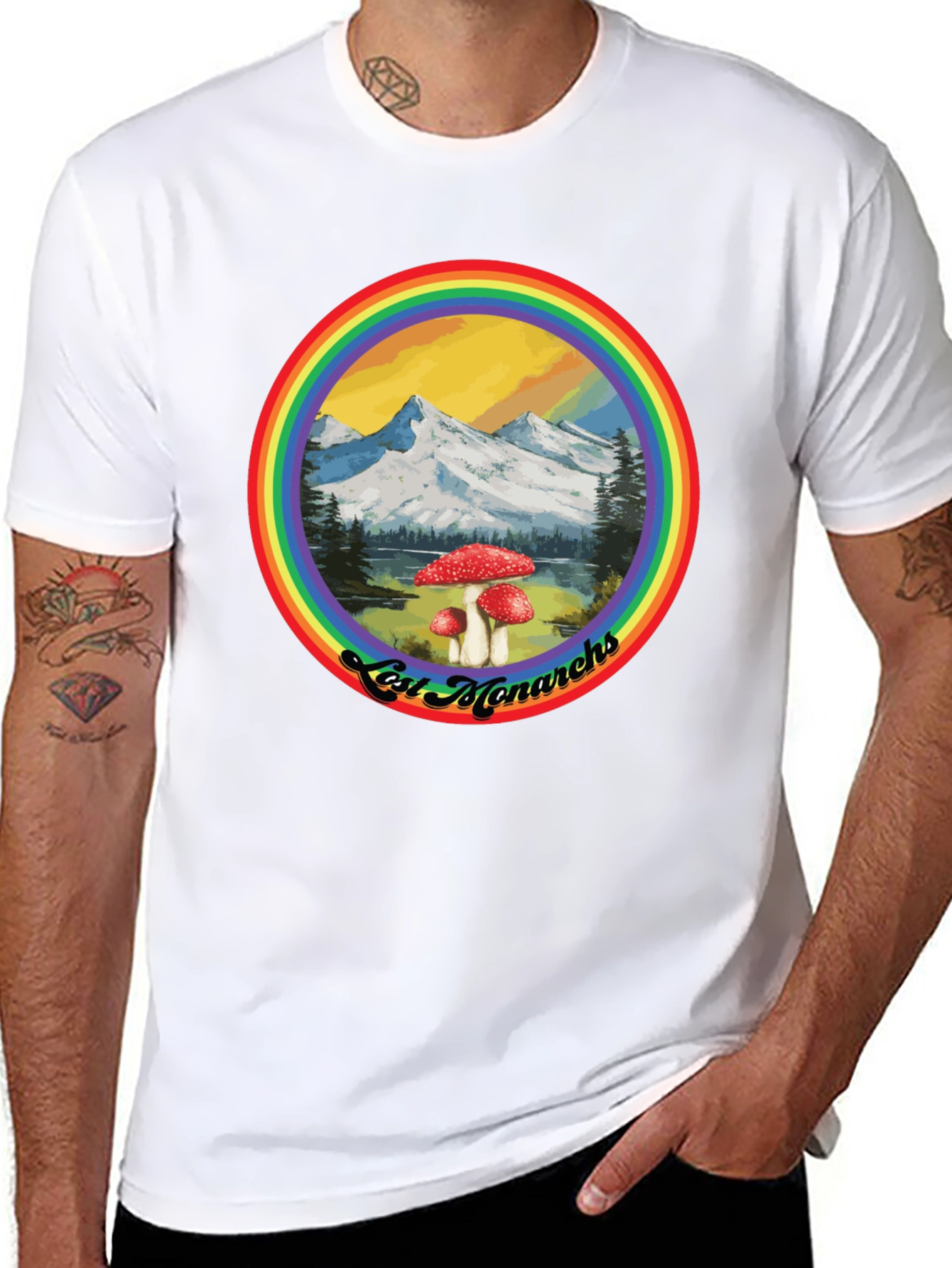 Lost Monarchs Rainbow Graphic Tee - Black
